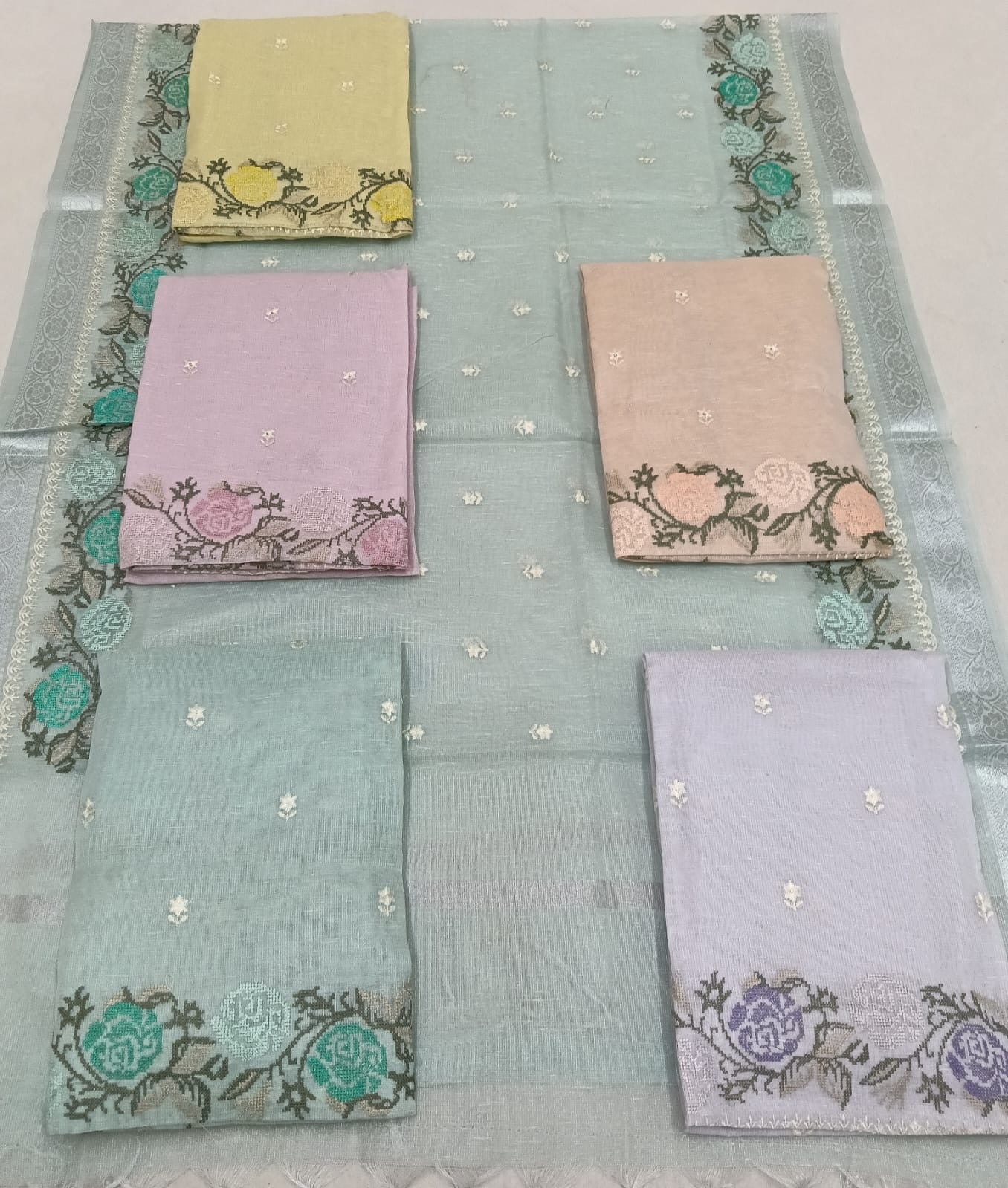 Shimmer Kota Salwar Material with Embroidery work