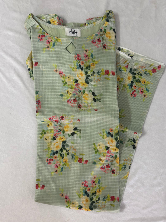 Green floral Kota kurti