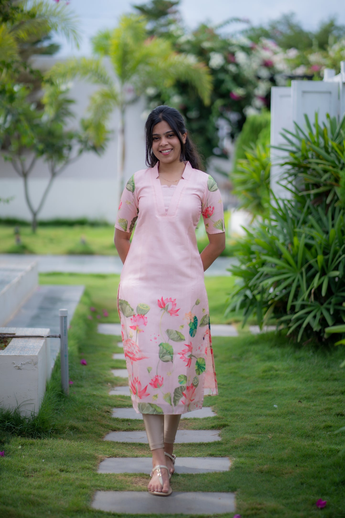AA071 Peach Pichwai Kurti