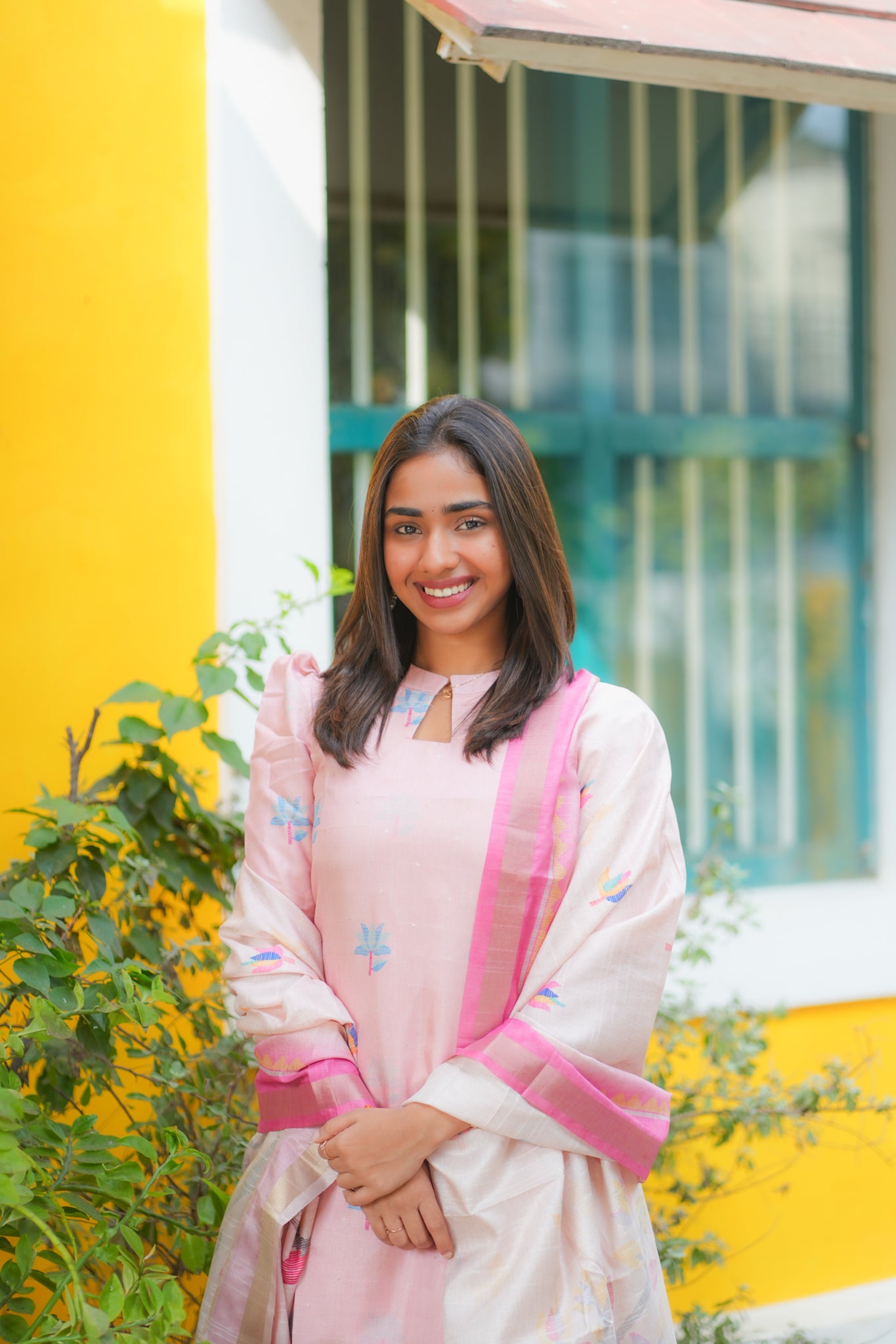 AA158 Pastel Pink kollam Silk 3 Pc Set