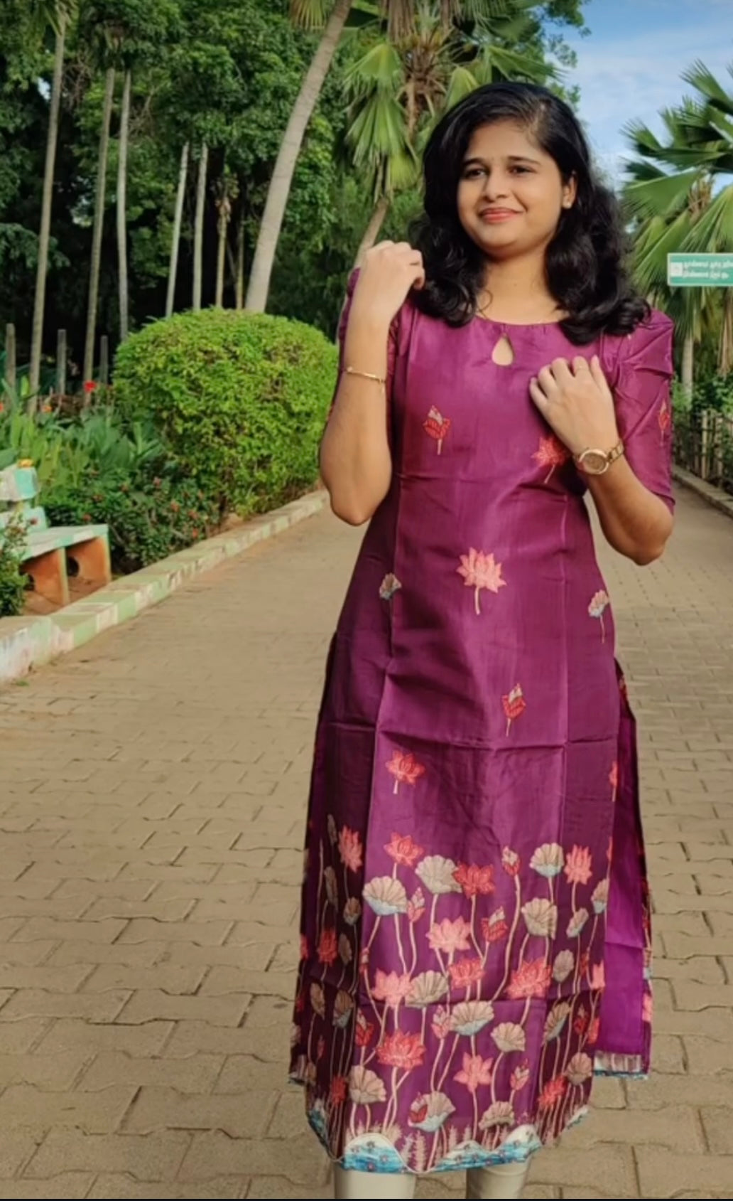 Wine Tussar Kurti