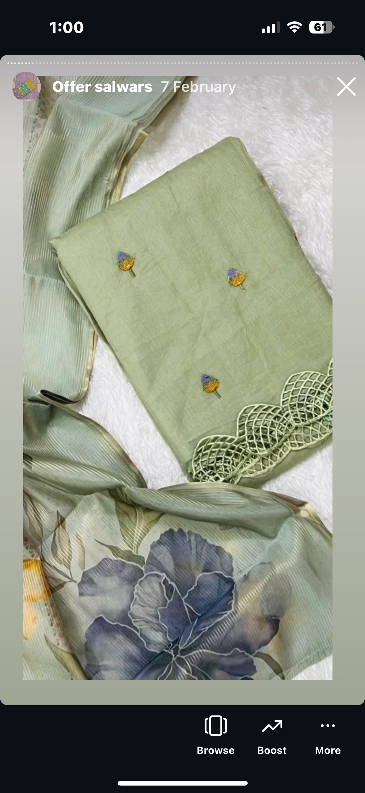 Green Paper Silk Salwar Material