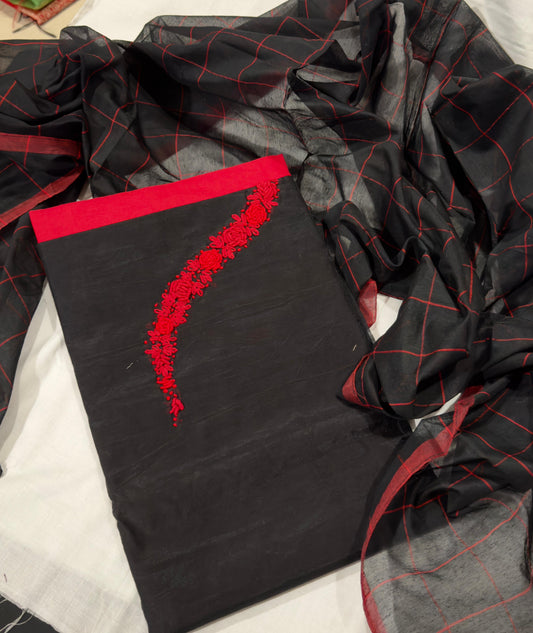 Black Silk Cotton Salwar Material
