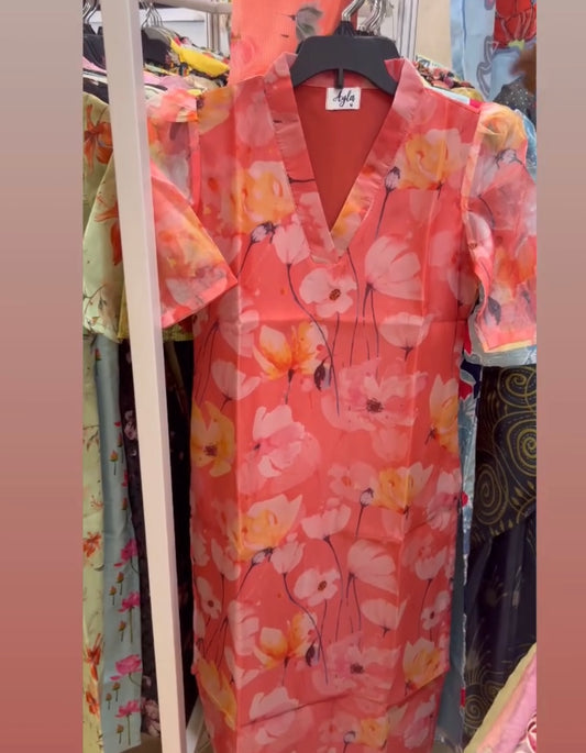 Floral organza kurti