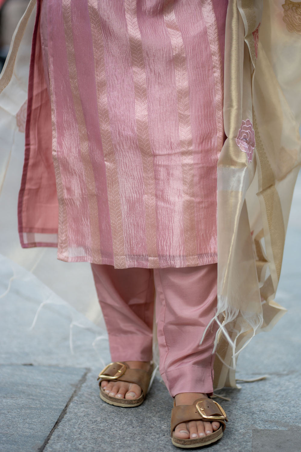 AA246 Lavender with Golden  Tissue Silk Salwar Set