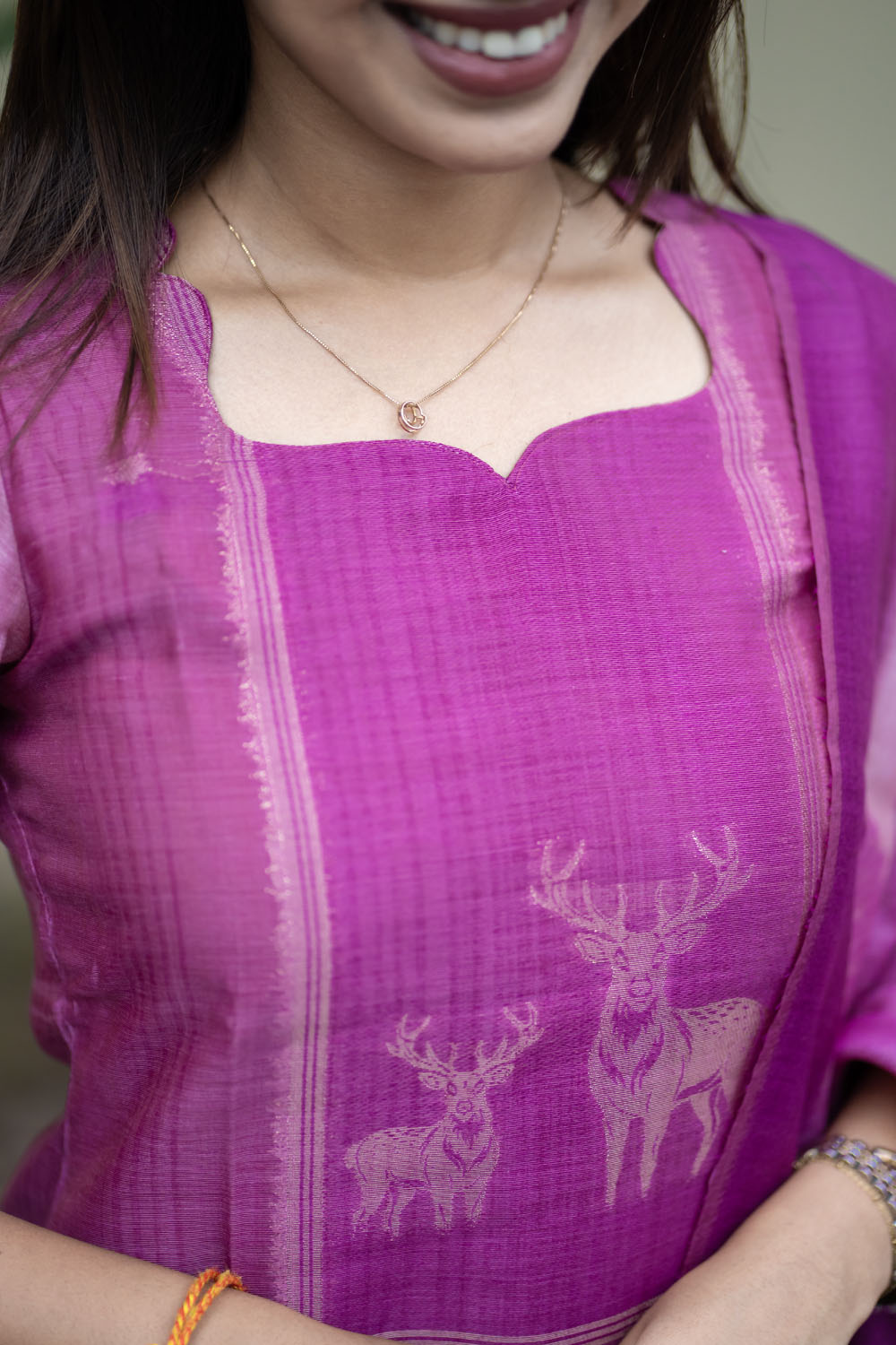 AA258 Purple Jamdhani Silk Top & Dupatta