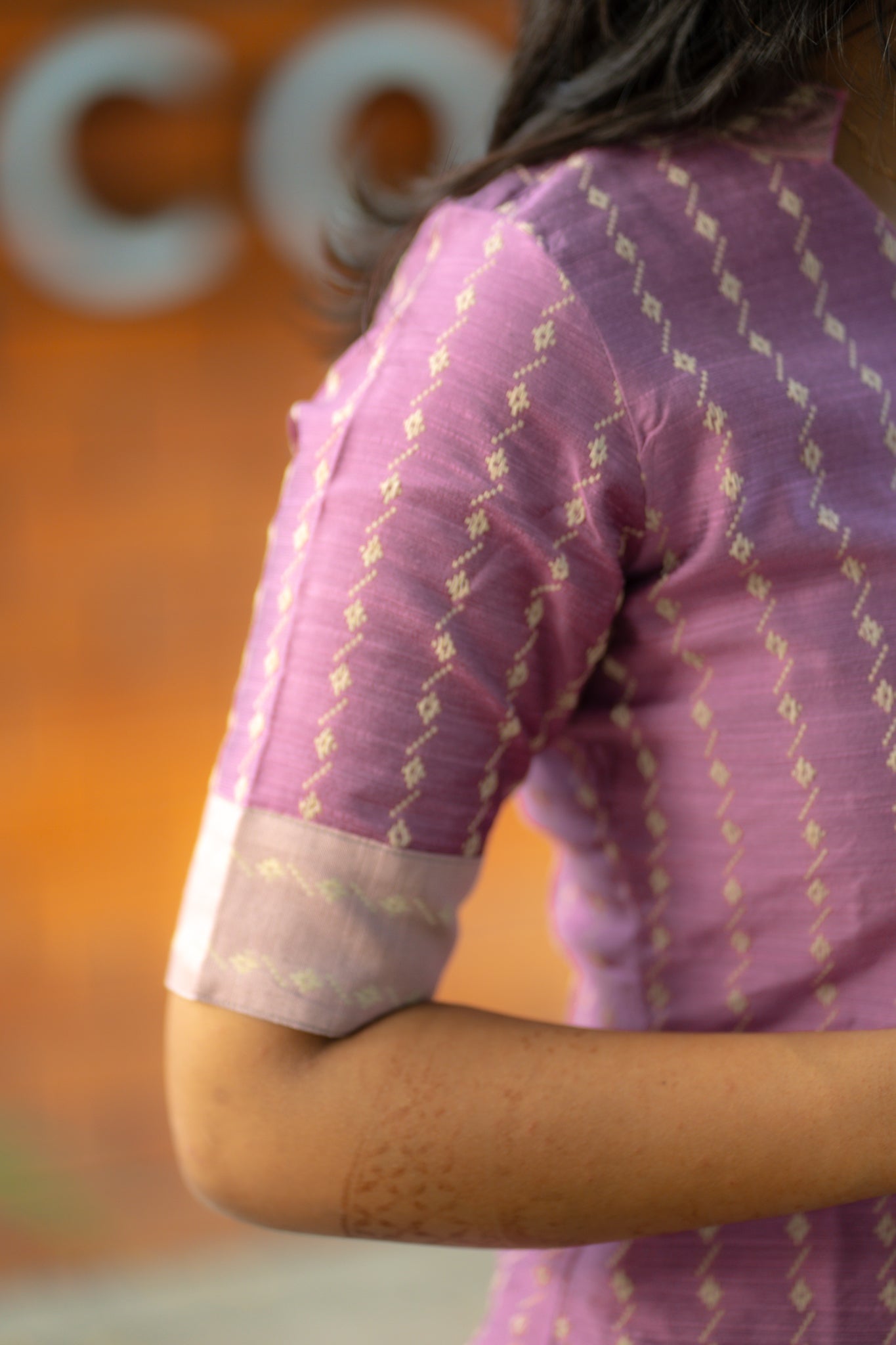 AA131 Lavender Raw Silk Kurti with Blush pink Pant (Co-Ord Set)