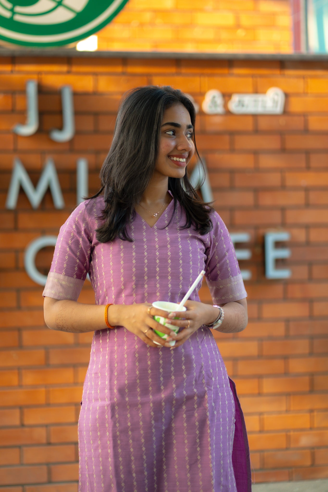 AA131 Lavender Raw Silk Kurti with Blush pink Pant (Co-Ord Set)