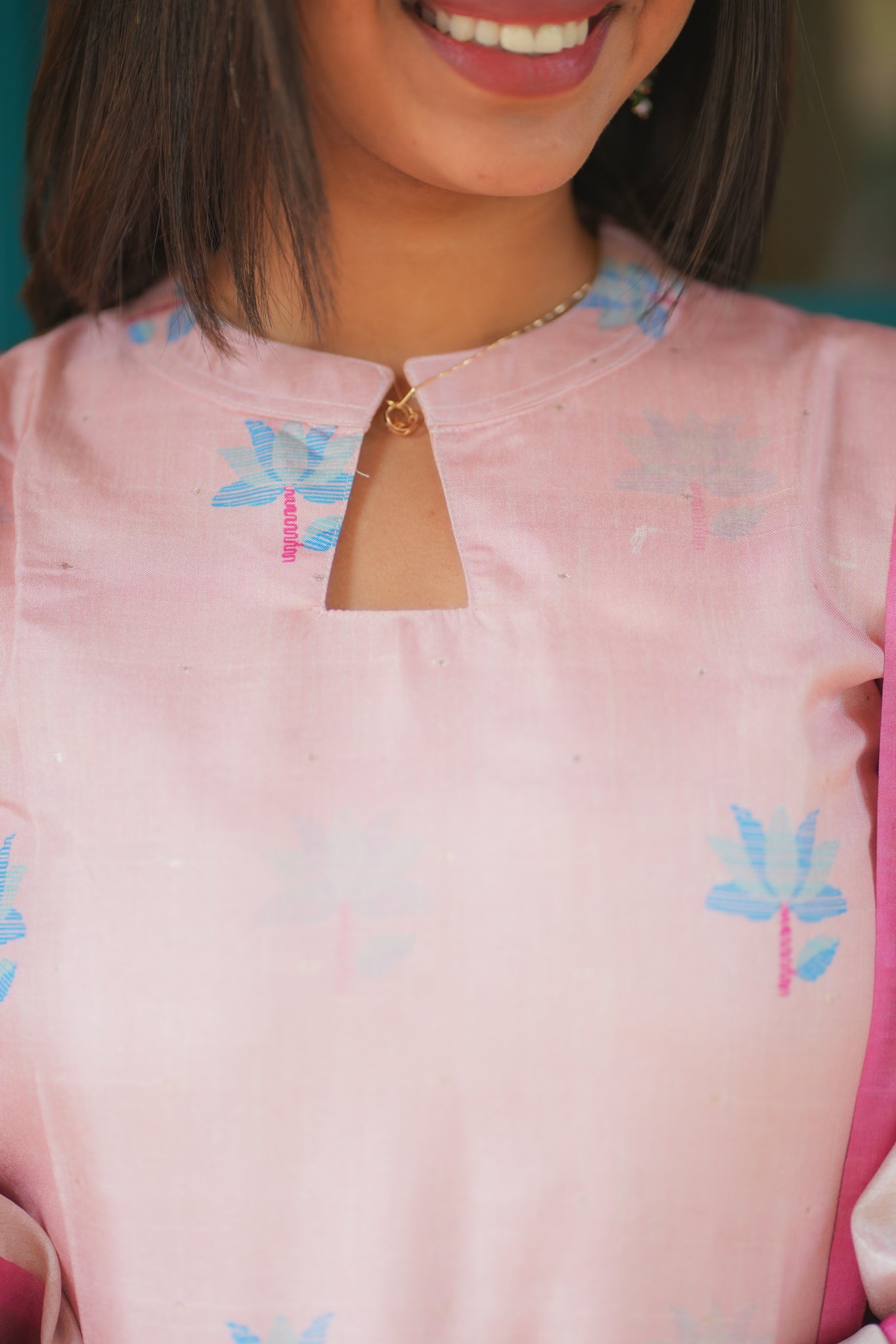 AA158 Pastel Pink kollam Silk 3 Pc Set