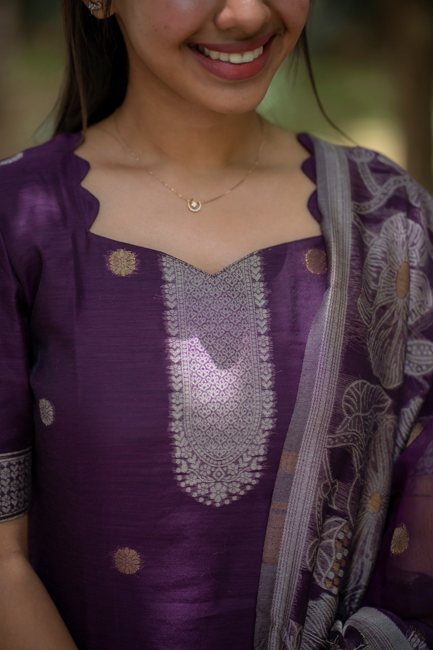 AA079 Jamdani Silk Kurti with Dupatta