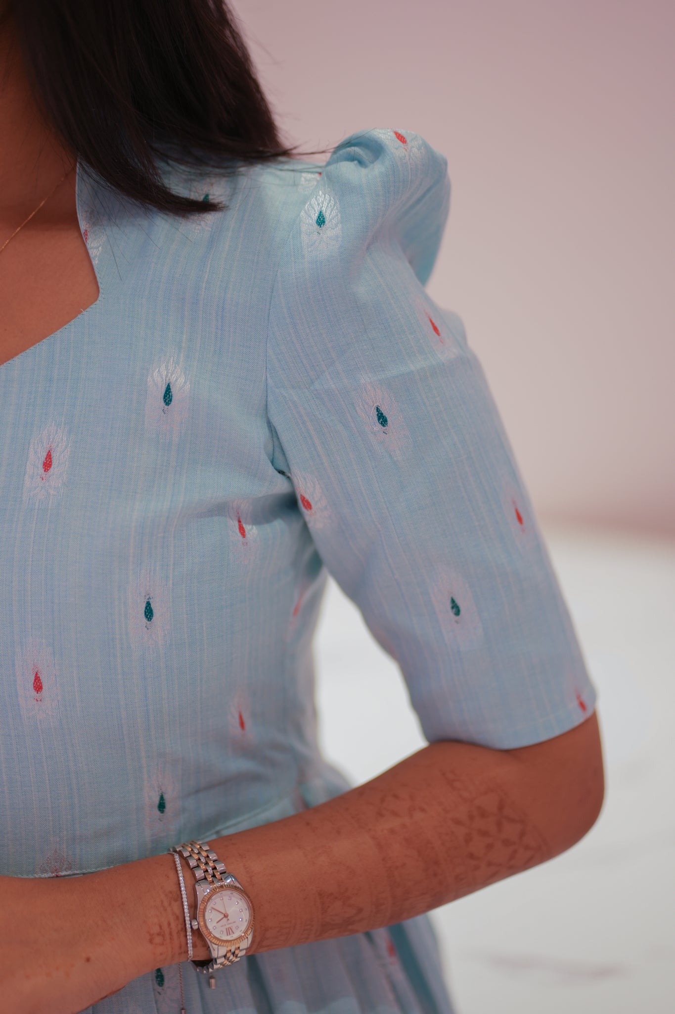 AA130 Baby Blue Cotton Maxi