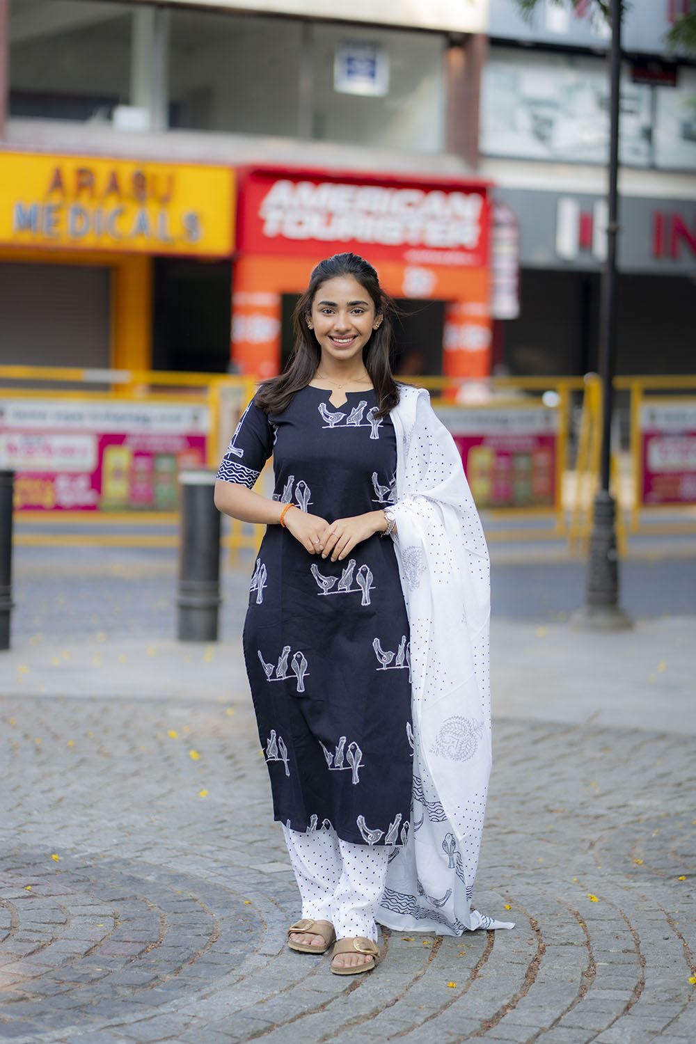 AA211 Black & White Combo Cotton Salwar Set