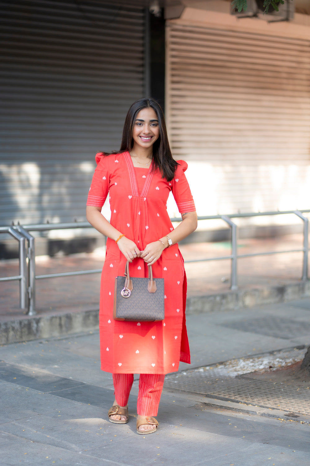 AA178A Red Orange Heart Co-Ord Set