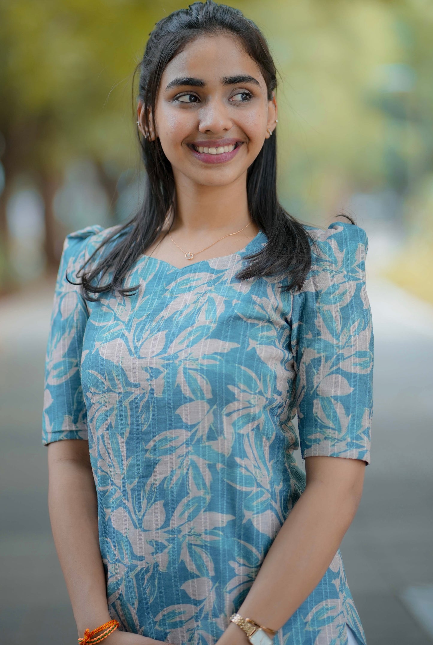 AA089 Sapphire Blue Chanderi Silk Kurti
