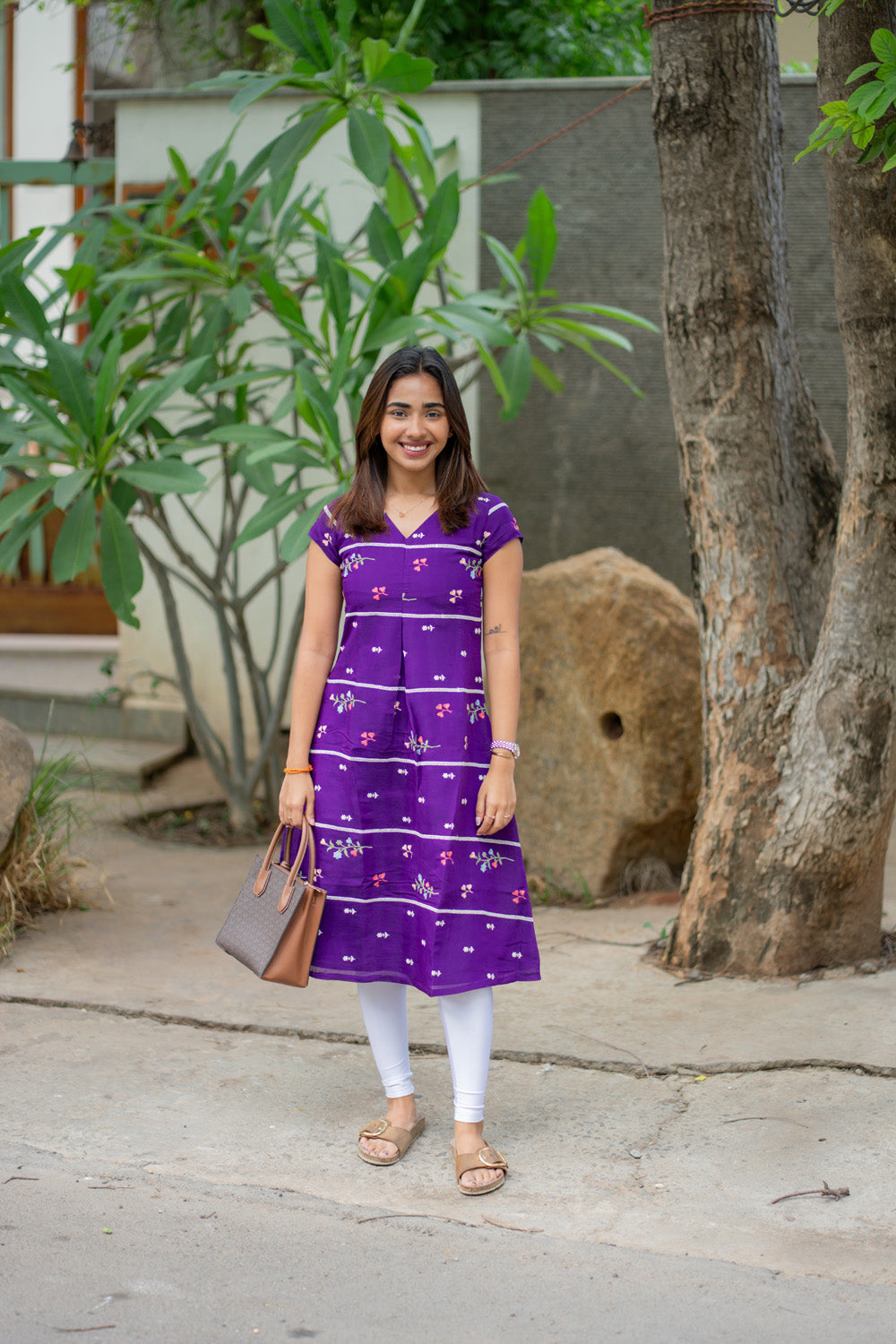AA262 Violet Mul Chanderi Aline Kurti