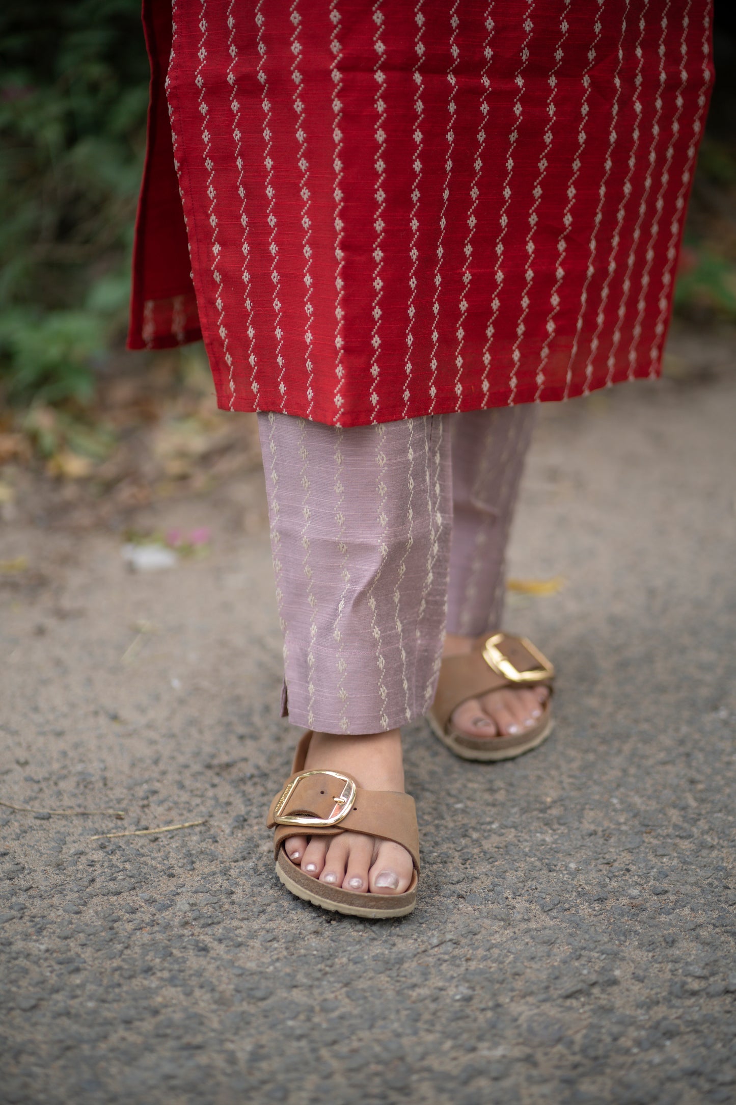 AA151 Cherry Red Raw Silk Co-Ord Set