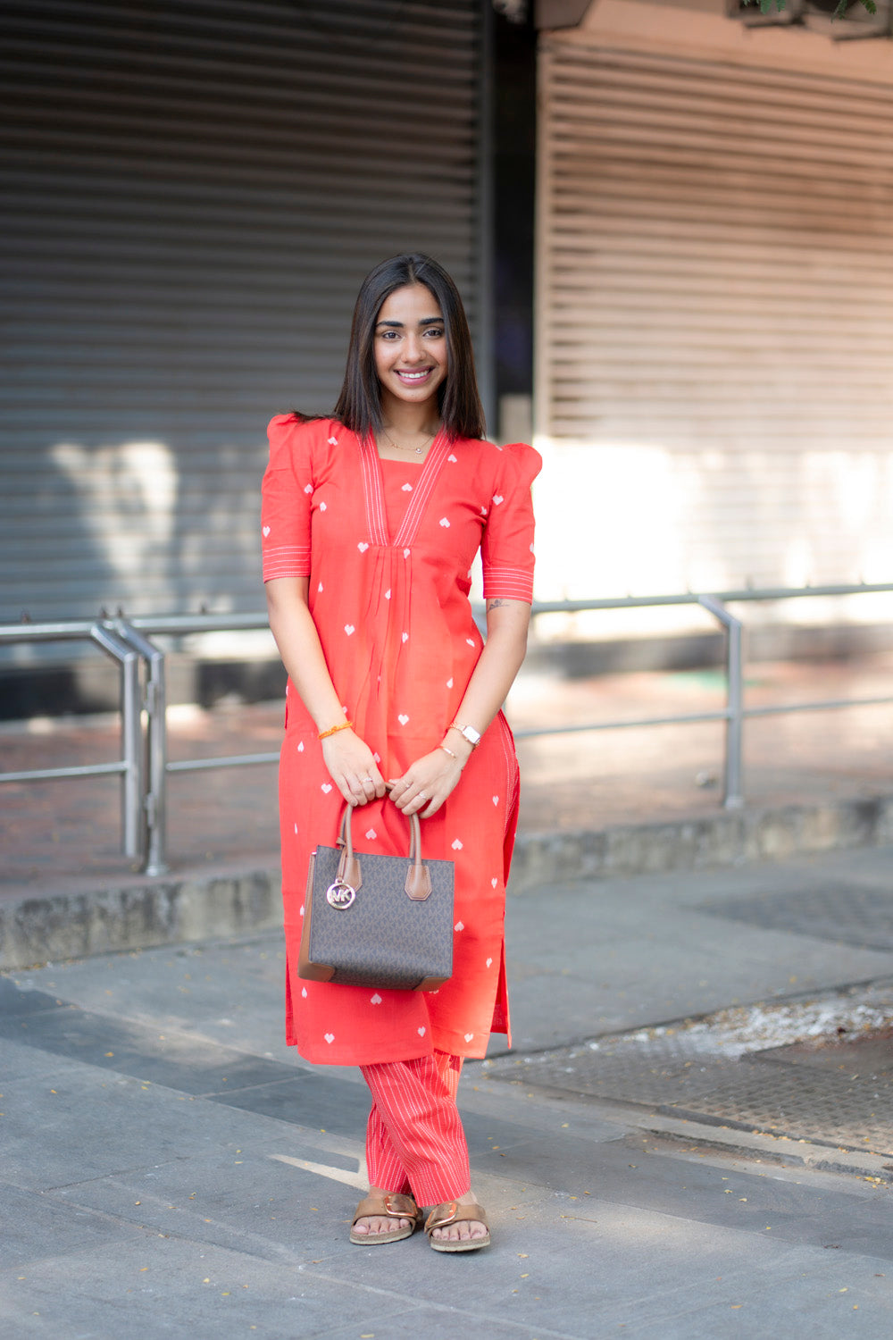 AA178A Red Orange Heart Co-Ord Set