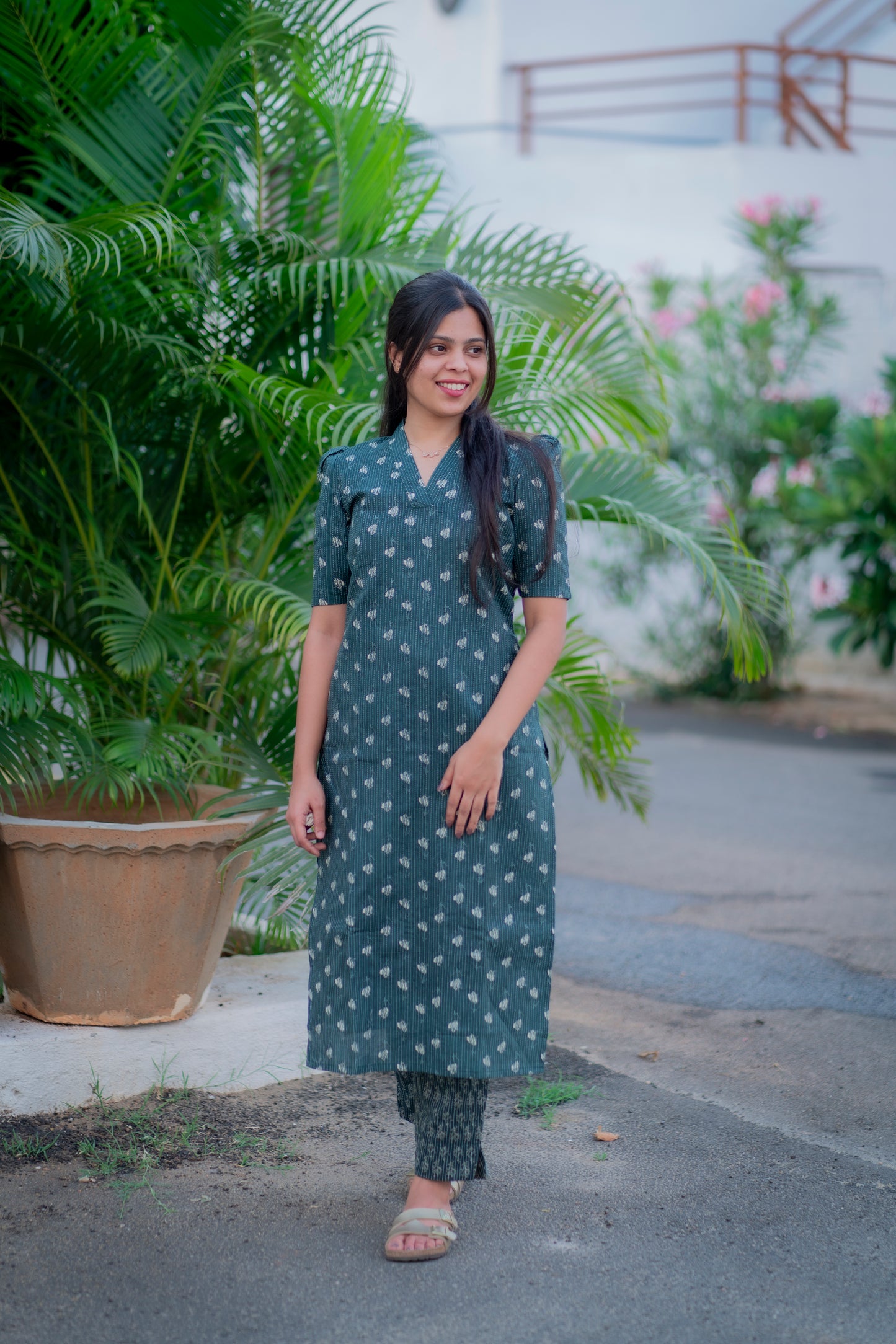 AA030 Dark Blue Kantha Cotton Co-Ord Set with Lining