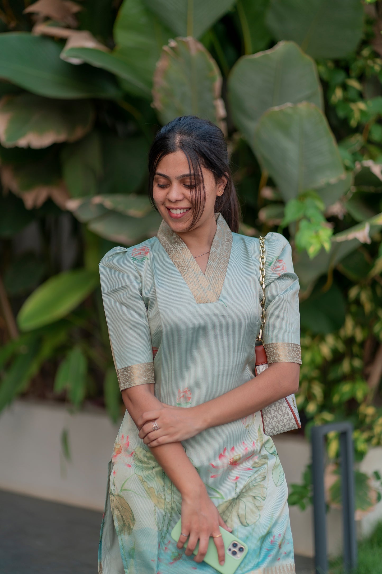 AA019 Lotus Tissue Silk Kurti