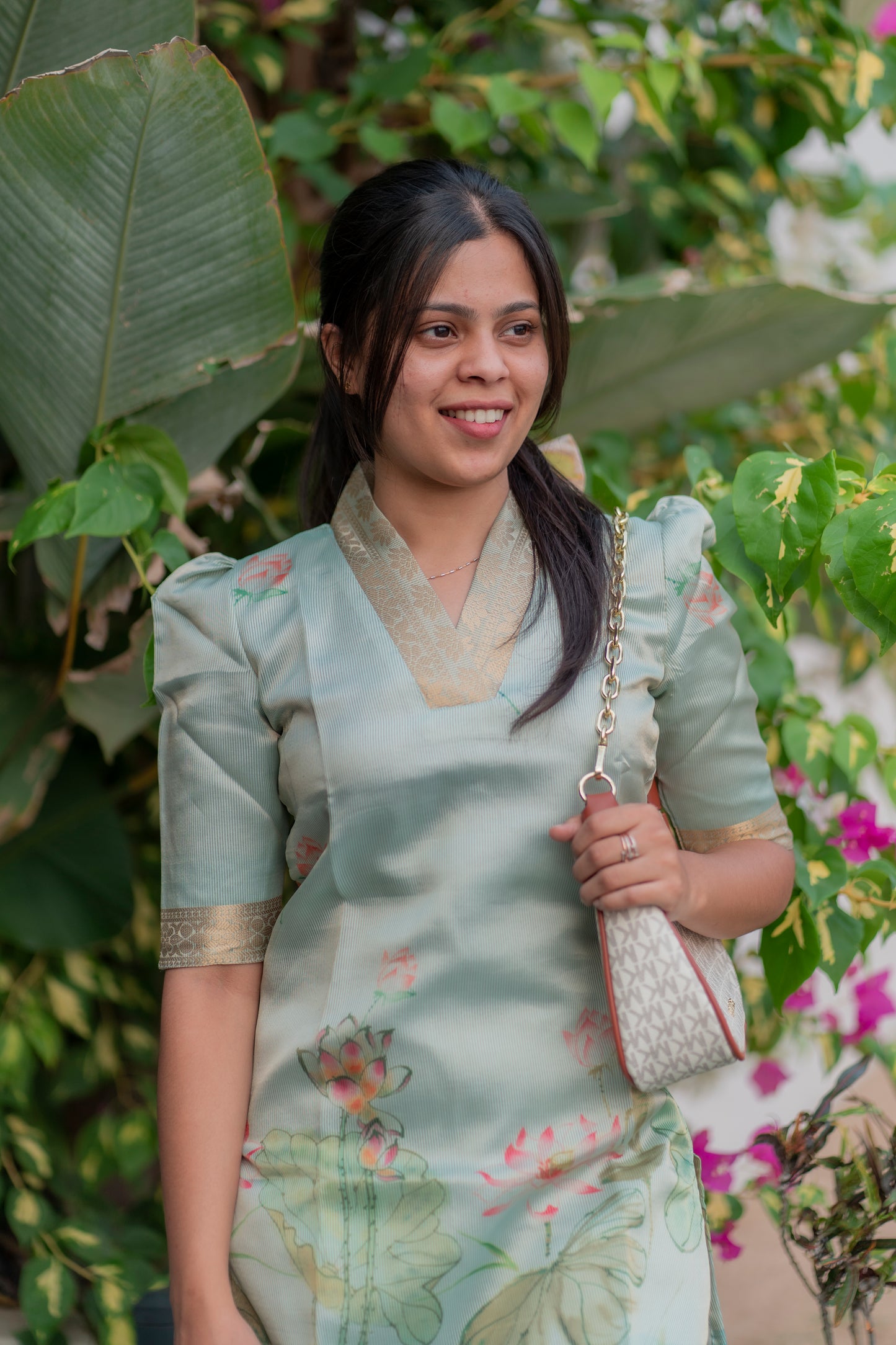AA019 Lotus Tissue Silk Kurti