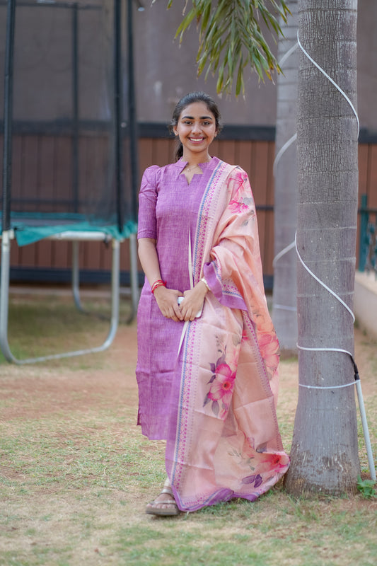 AA014 Tussar Silk Kurti With Dupatta