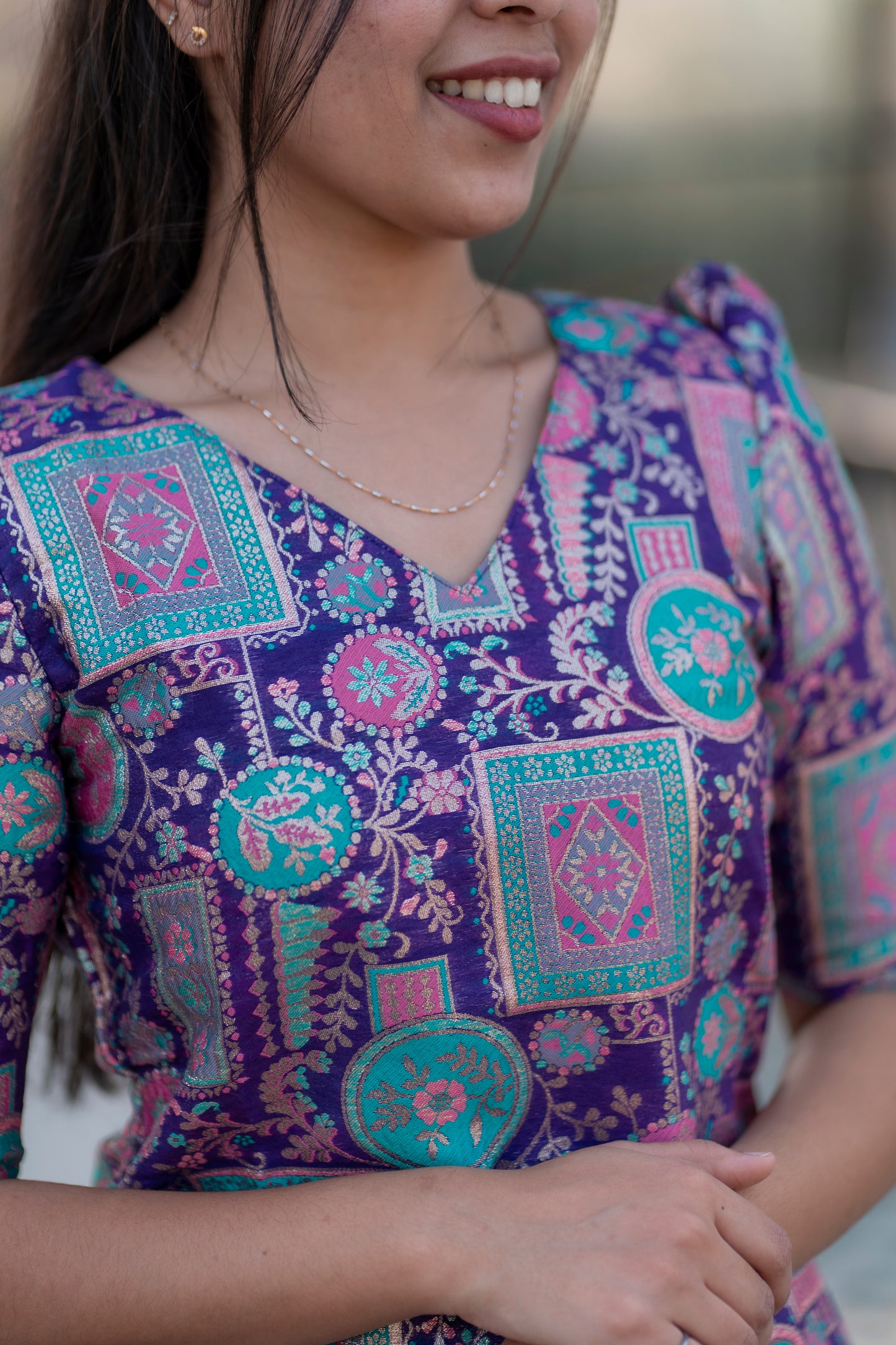 Purple Silk Banaras Kurti