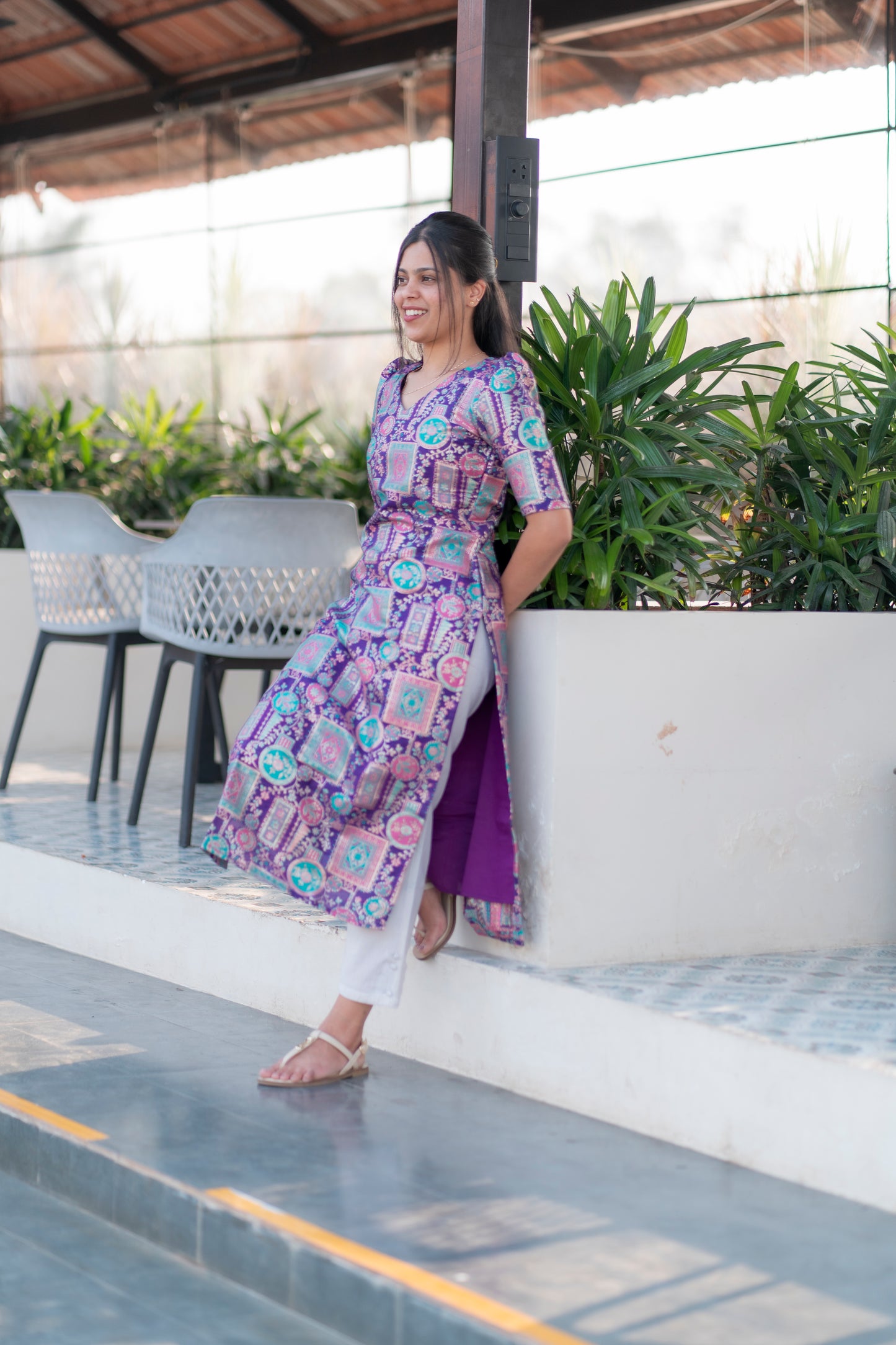 Purple Silk Banaras Kurti