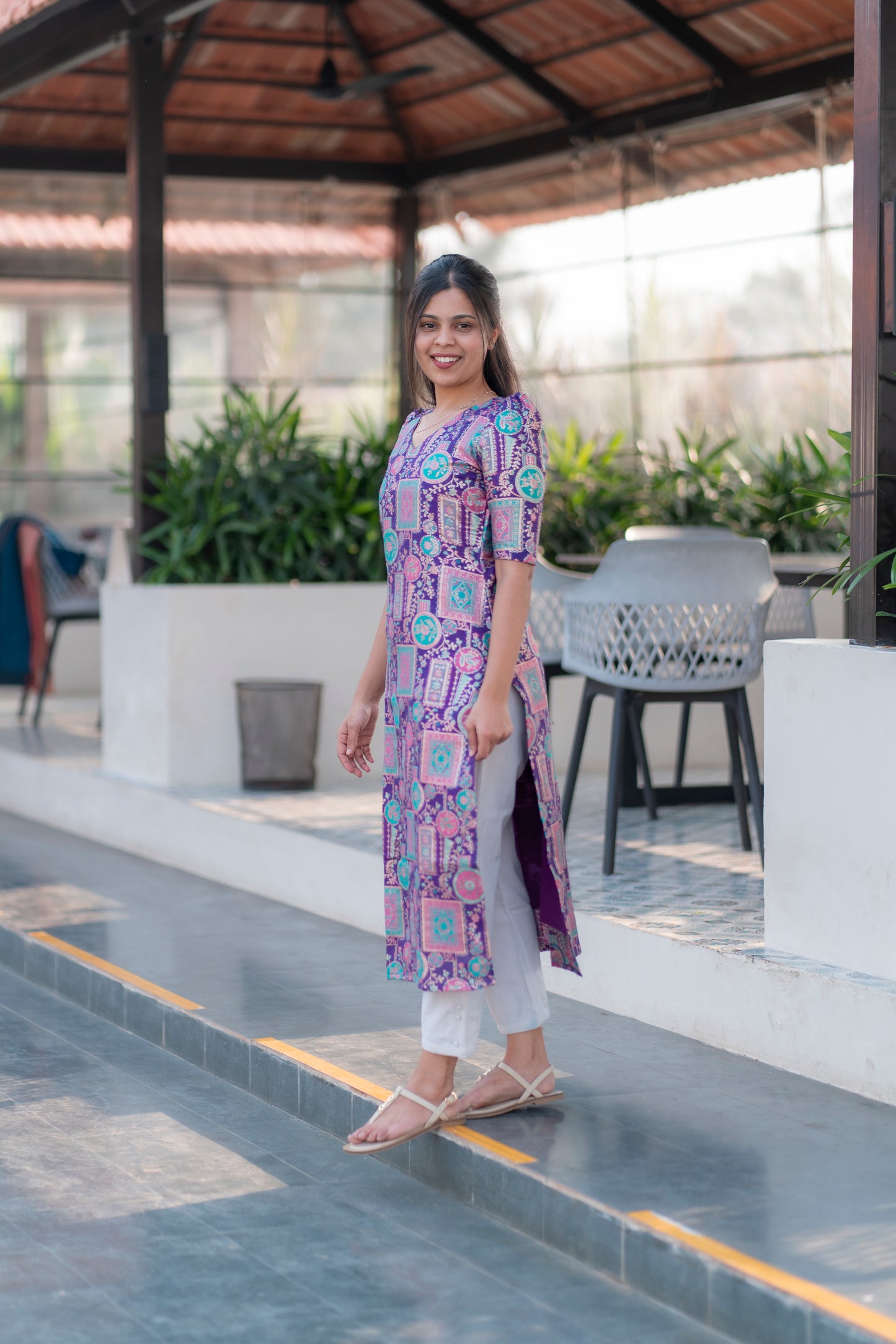 Purple Silk Banaras Kurti