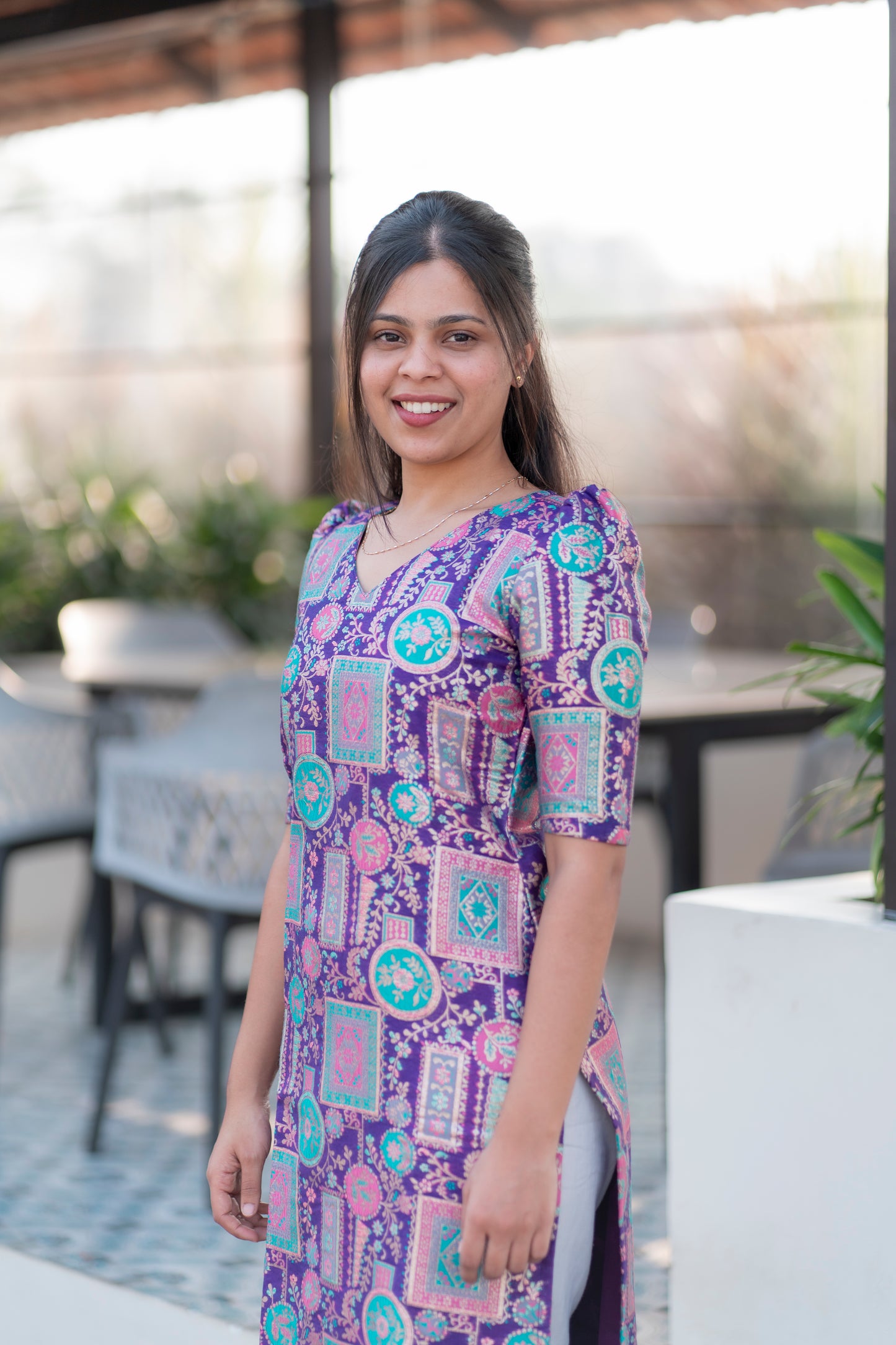 Purple Silk Banaras Kurti