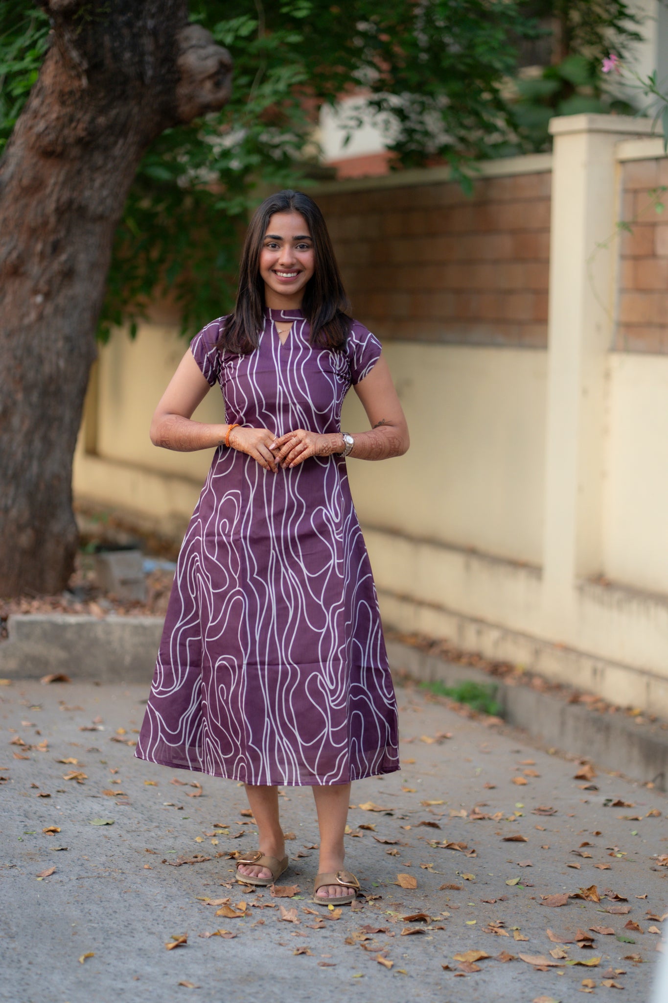AA192 Plum Chanderi Aline Kurti