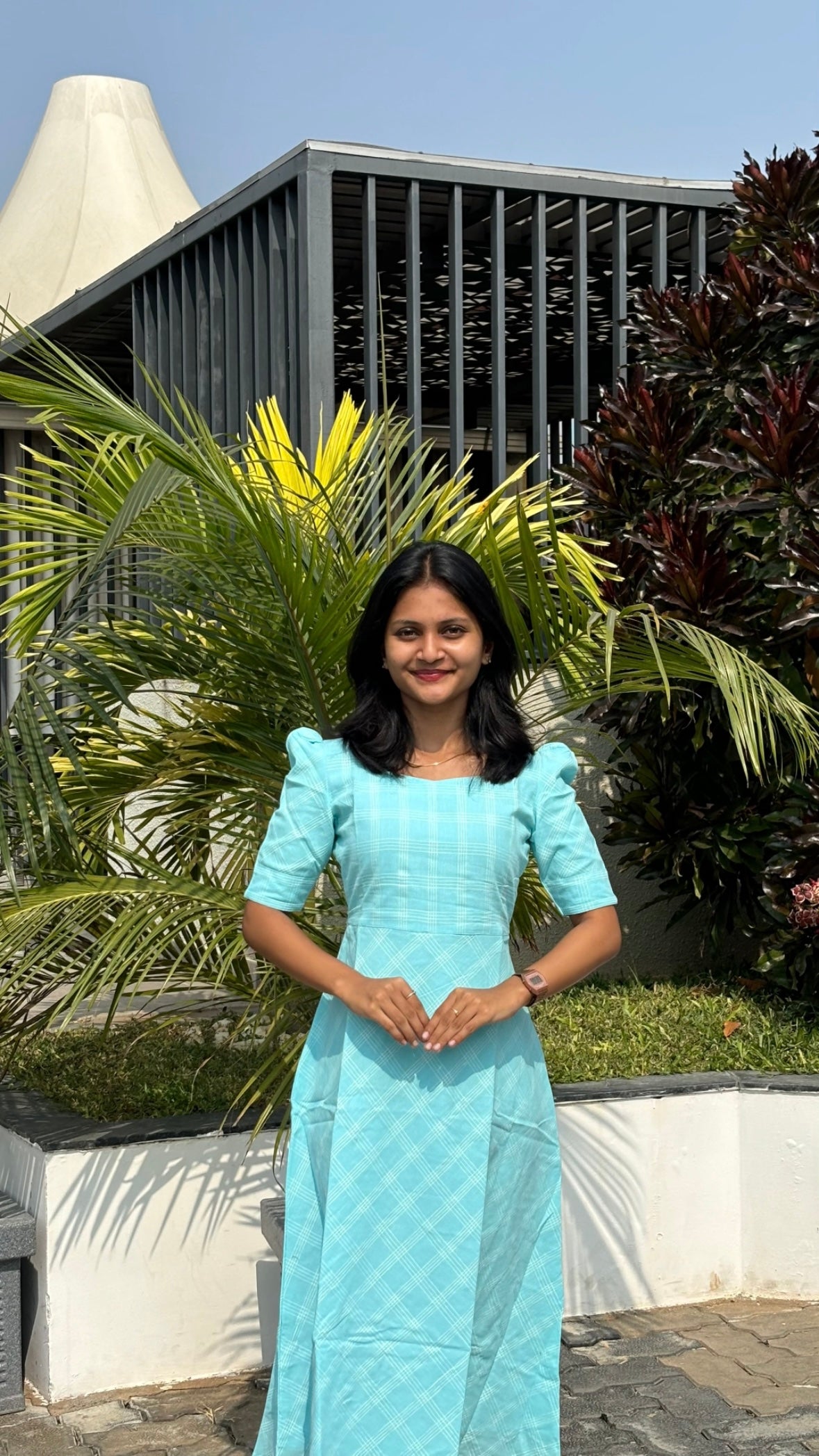 AA179 Blue Checks Cotton Maxi