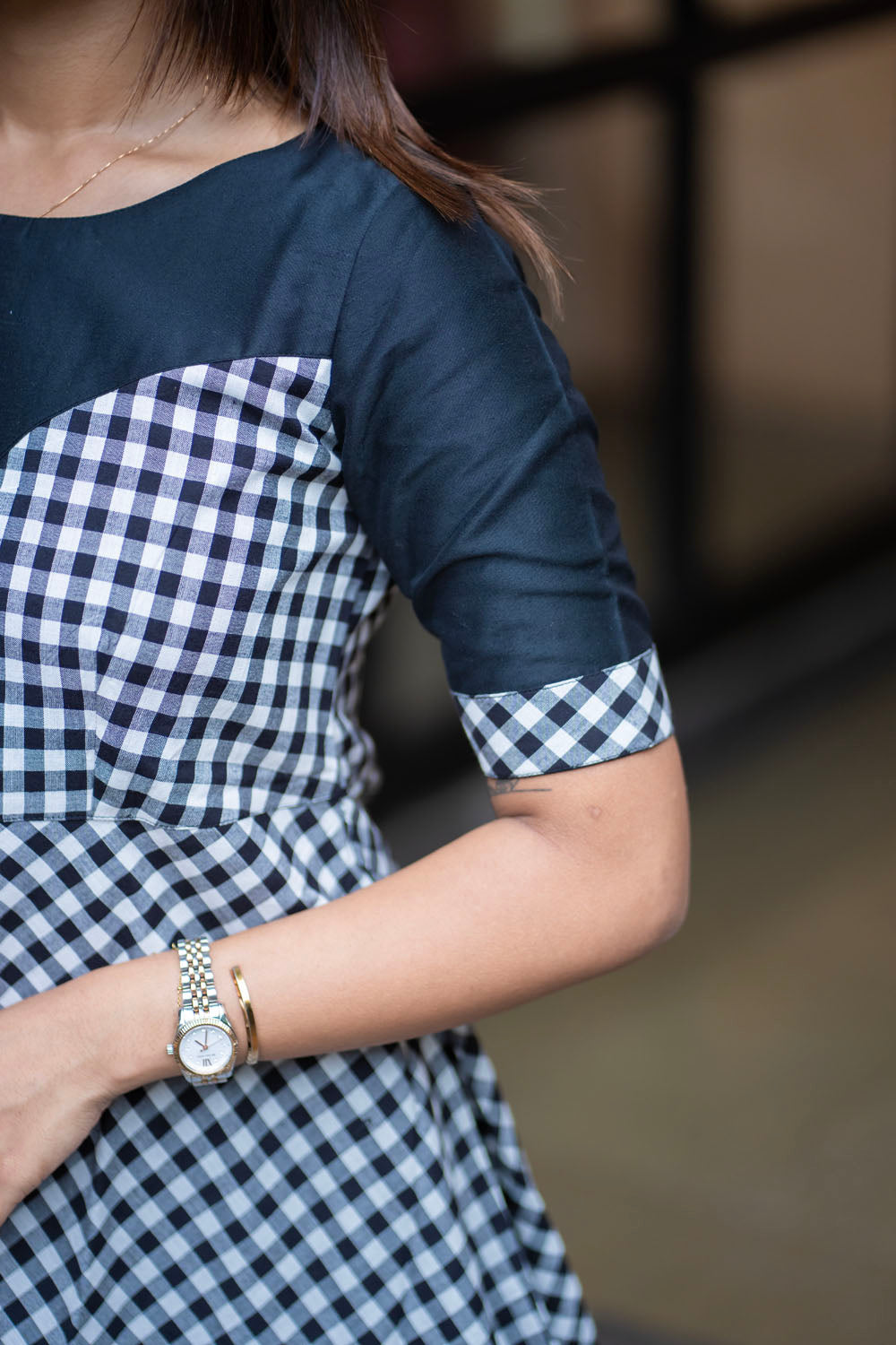 AA259 Black & White Checks Cotton Maxi