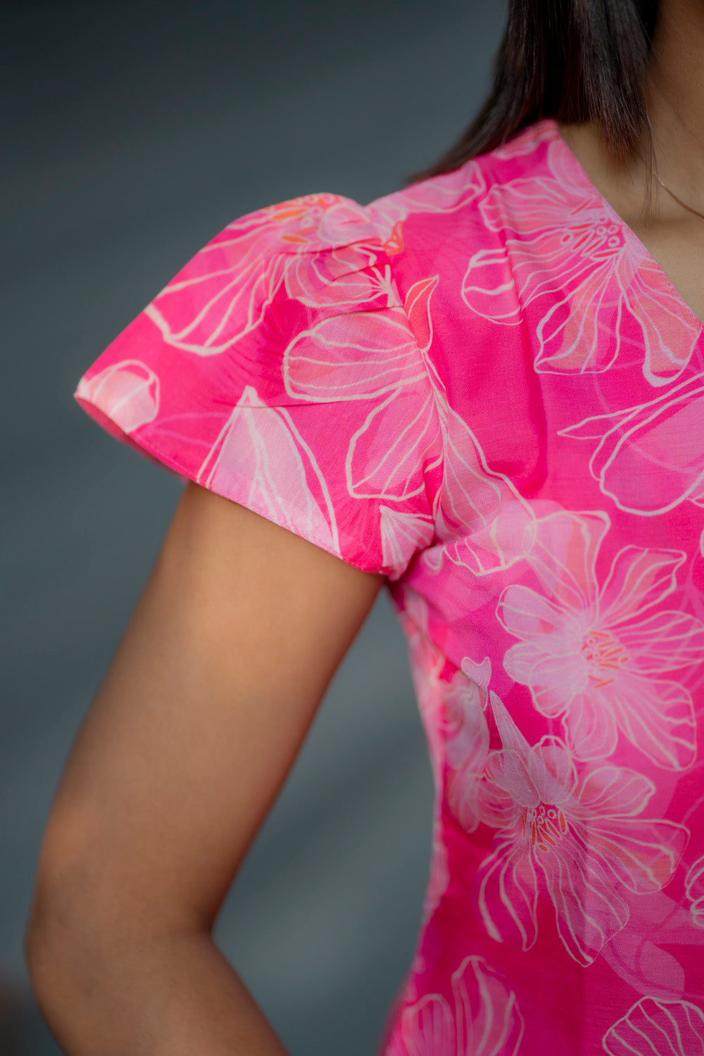 AA238 Barbie Pink Floral Cotton Maxi