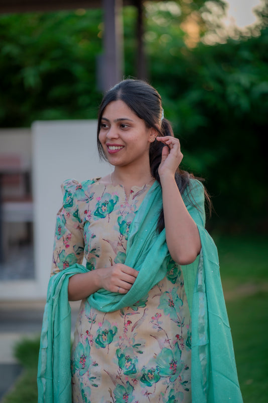 AA037 Soft Chanderi Silk 3 Pc Set