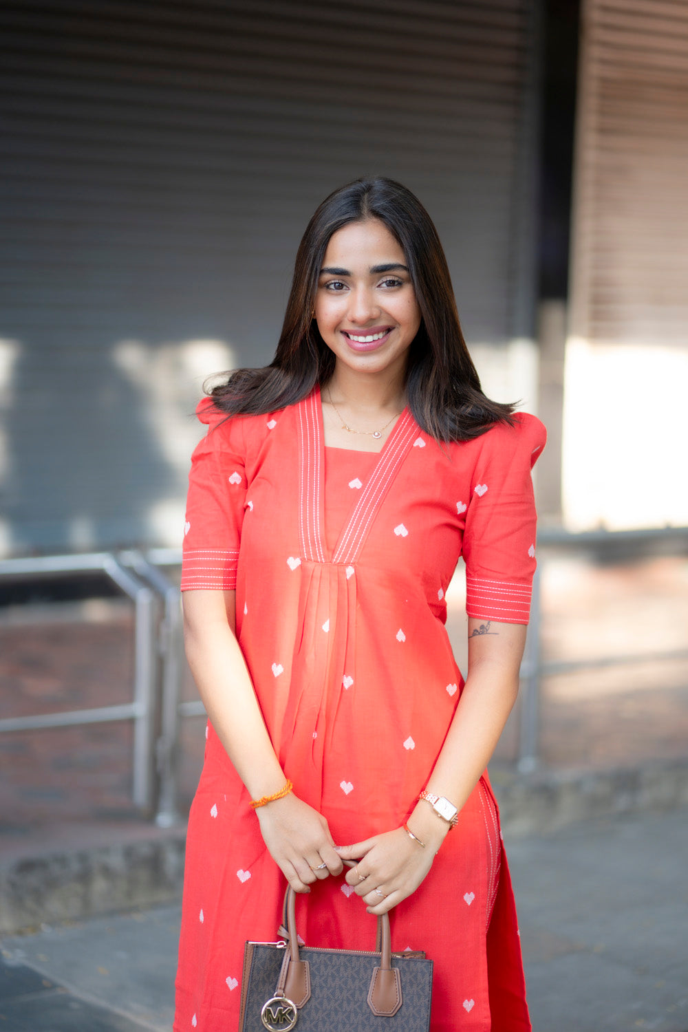 AA178A Red Orange Heart Co-Ord Set