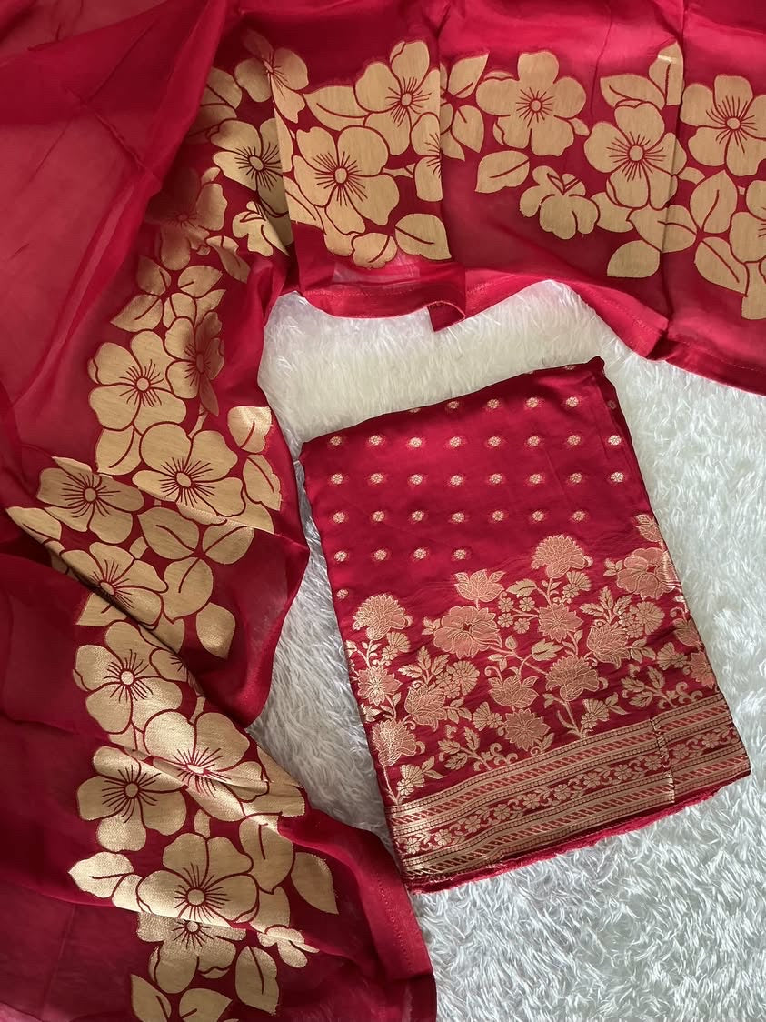 Soft Banarasi Salwar Materials with Beautiful Borders