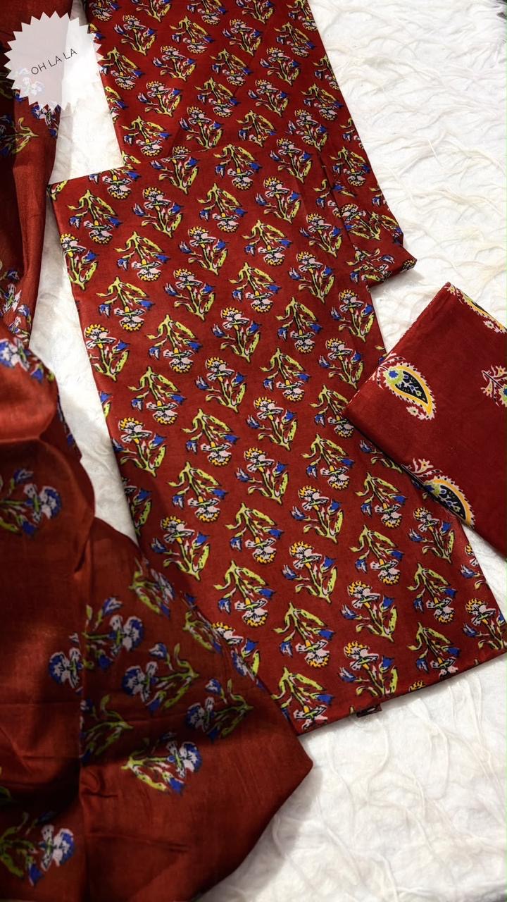 Red cotton Salwar Material
