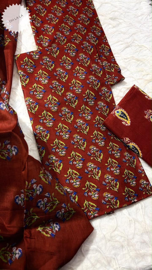 Red cotton Salwar Material