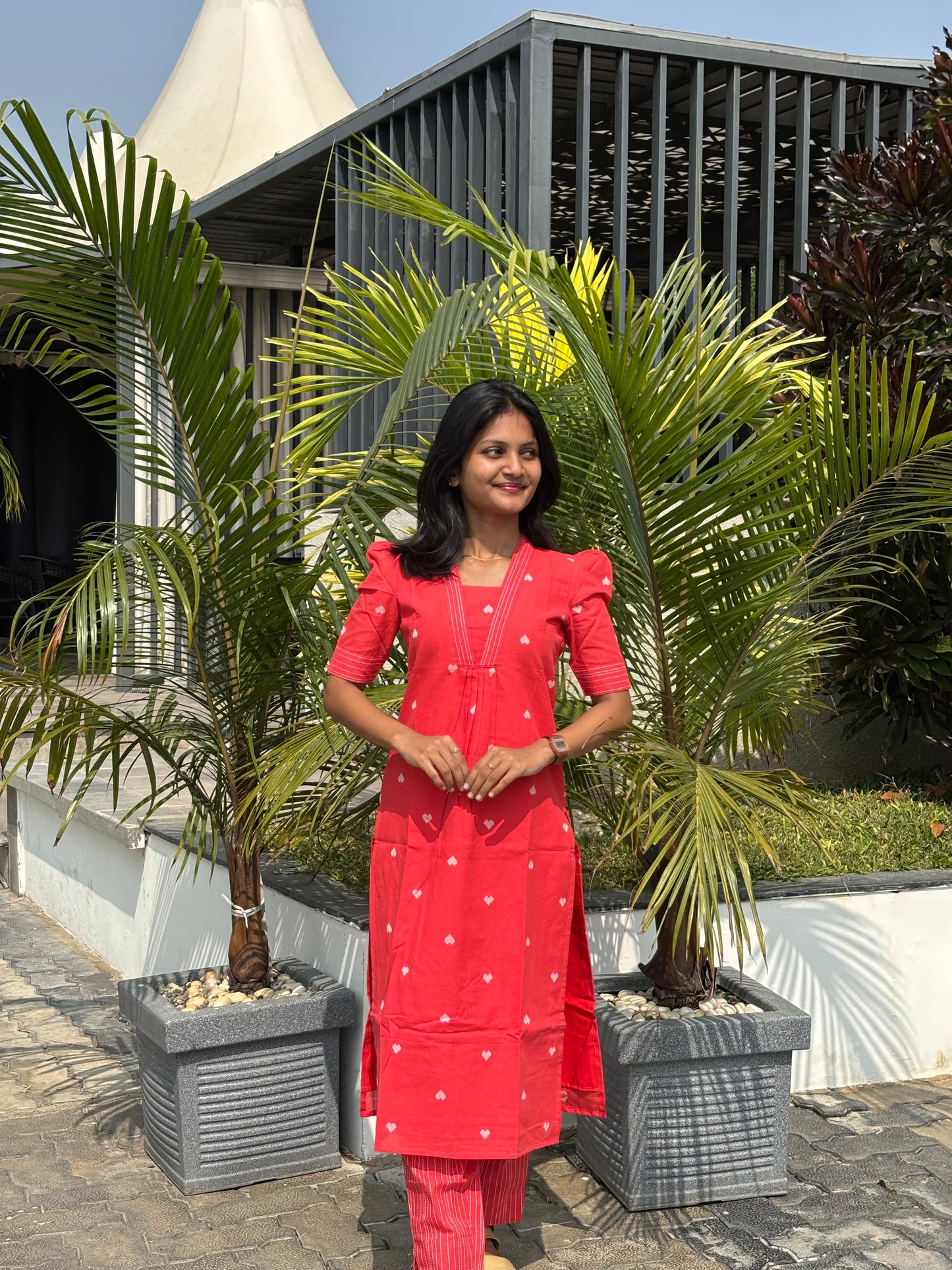 AA178 Red Orange Heart Co-Ord Set