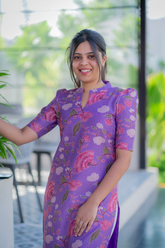 AA034 Lavender Lurex Kurti