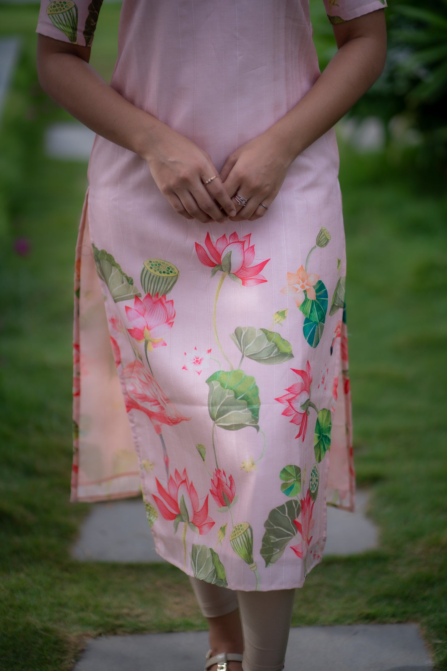 AA071 Peach Pichwai Kurti