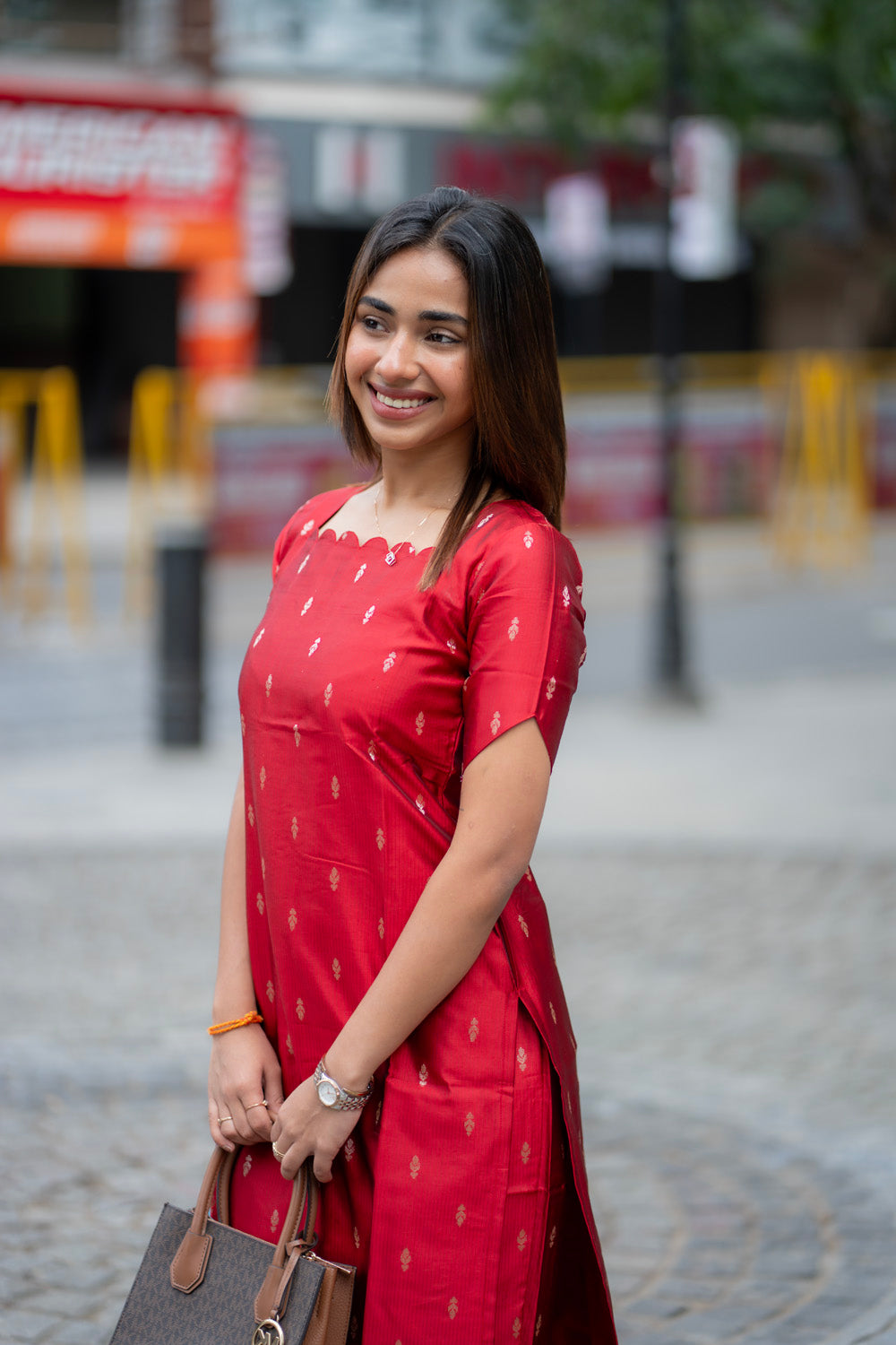 AA282 Dark Red Silk Co Ord set