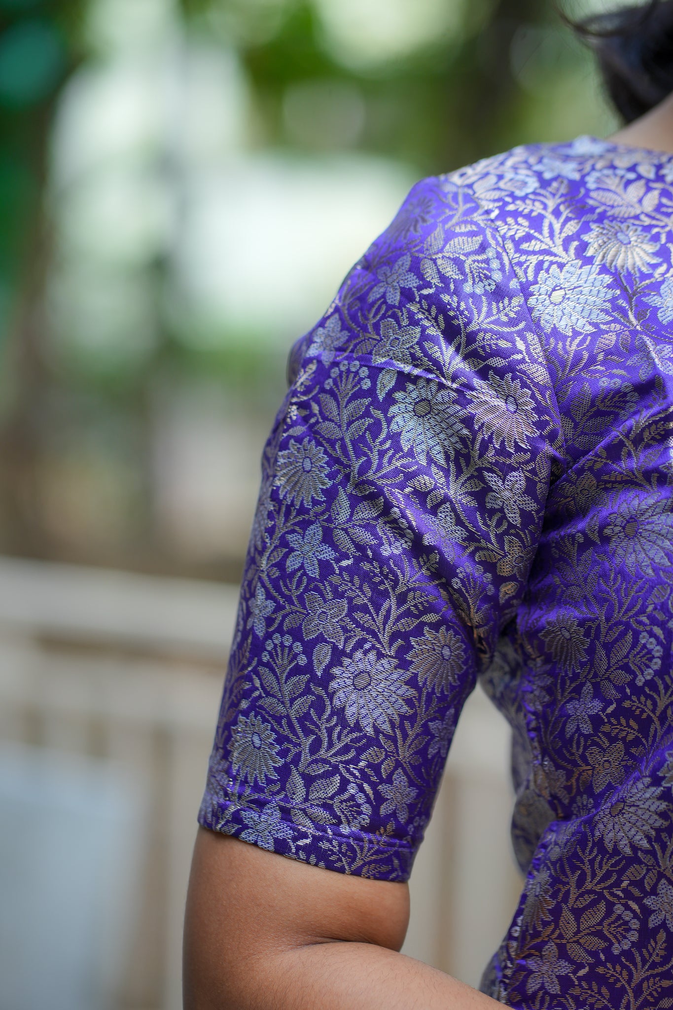 AA-125A Dark Violet Brocade Silk (3 pc Set) with Shimmer Silk Dupatta