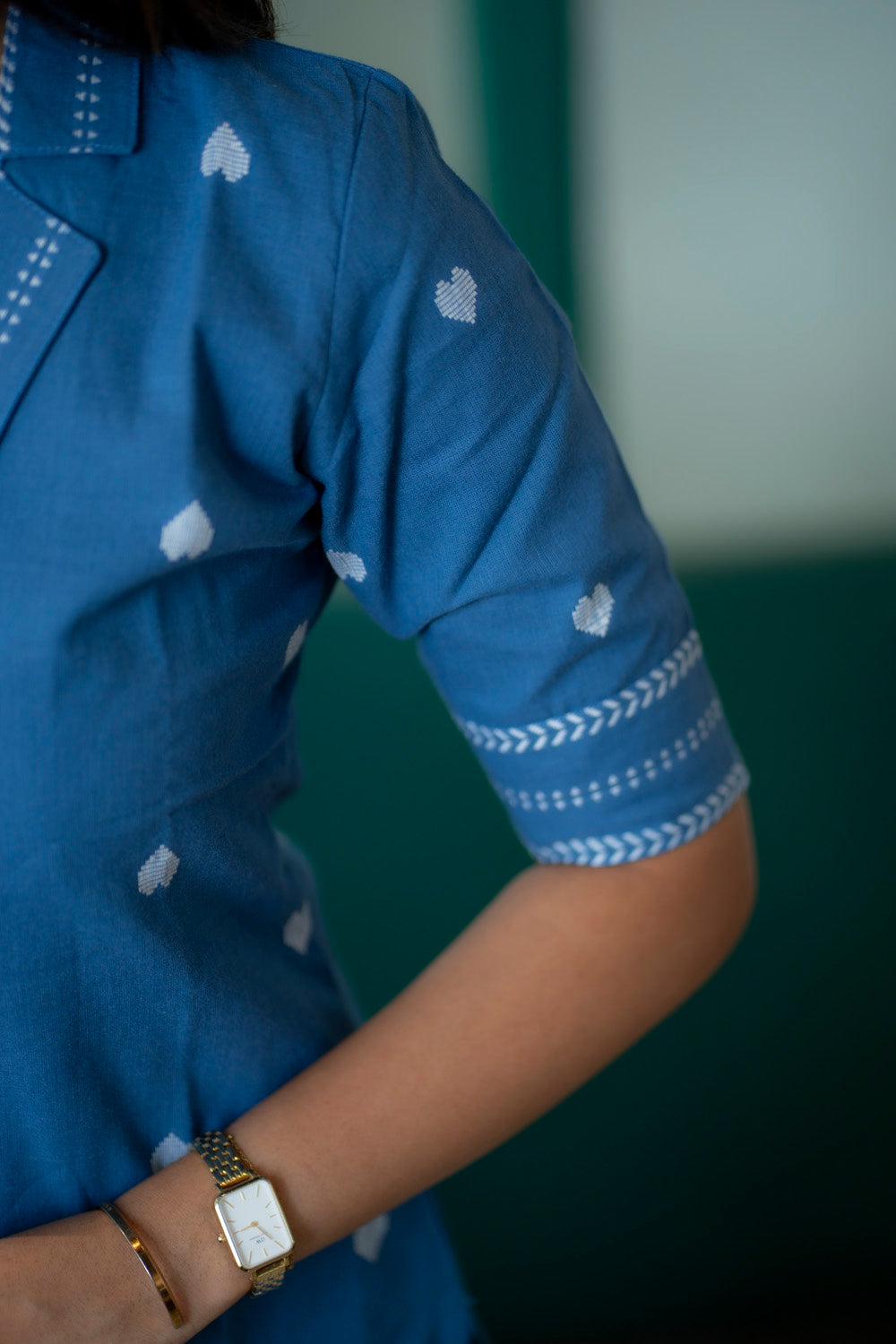 AA227 Blue Heart Print Cotton Coord Set