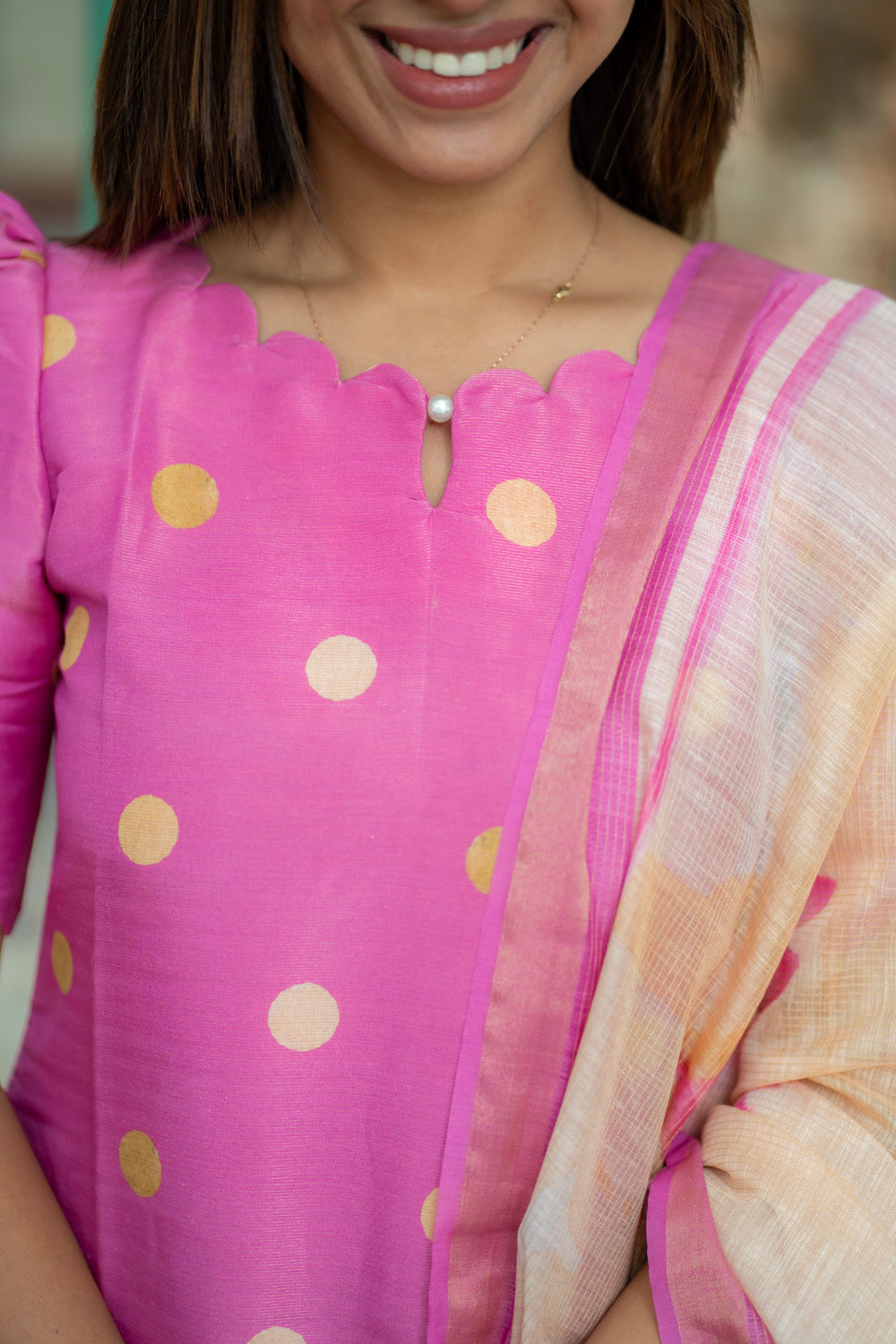AA280 Lotus Pink Silk Kurti with Dupatta