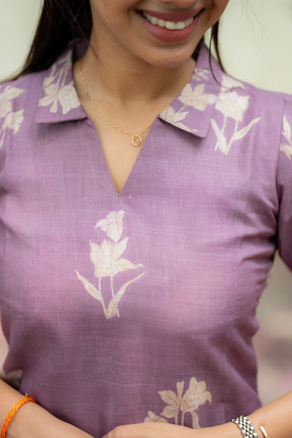 AA215 Lavender Floral Linen Co Ord set