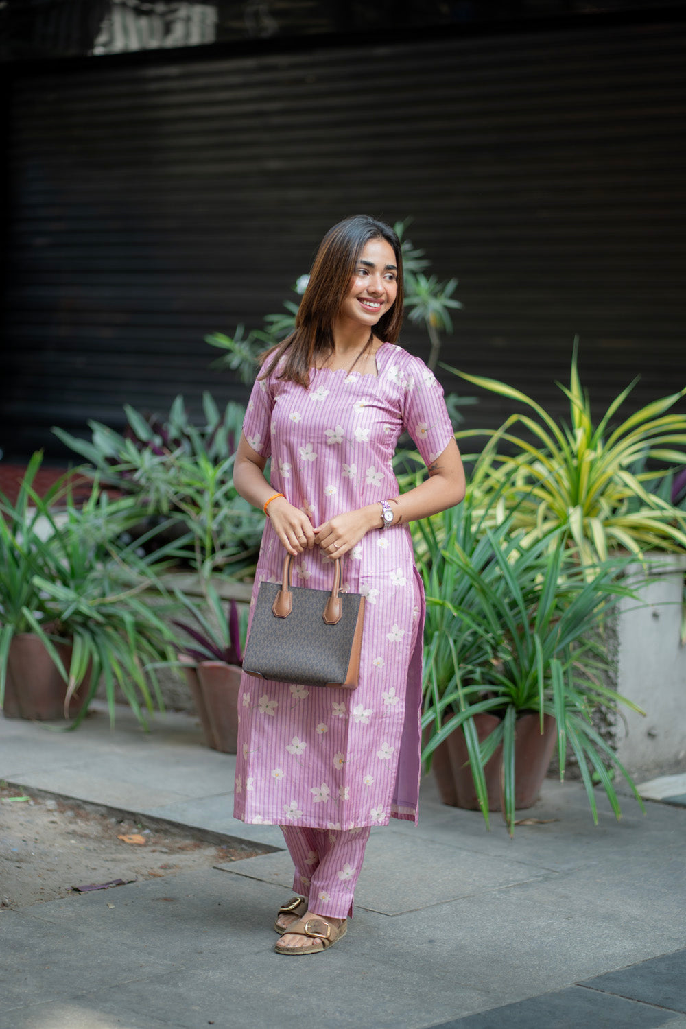 AA270 Lavender Floral Silk Digital Print Co-Ord Set