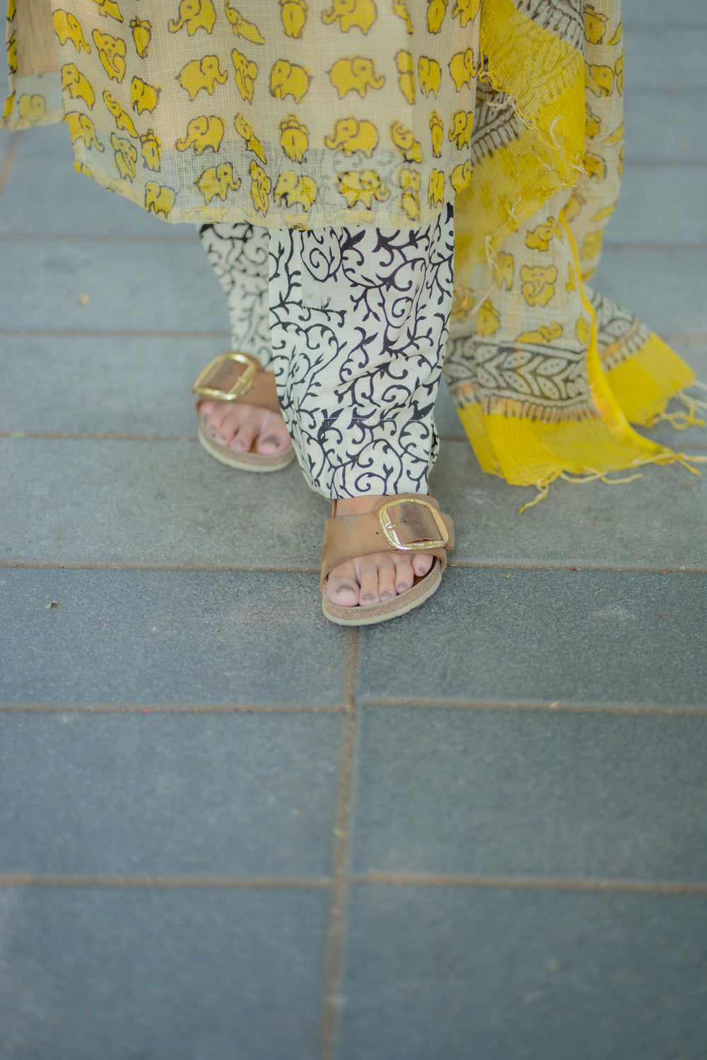 AA226 Kota Yellow Elephant Print Salwar Set