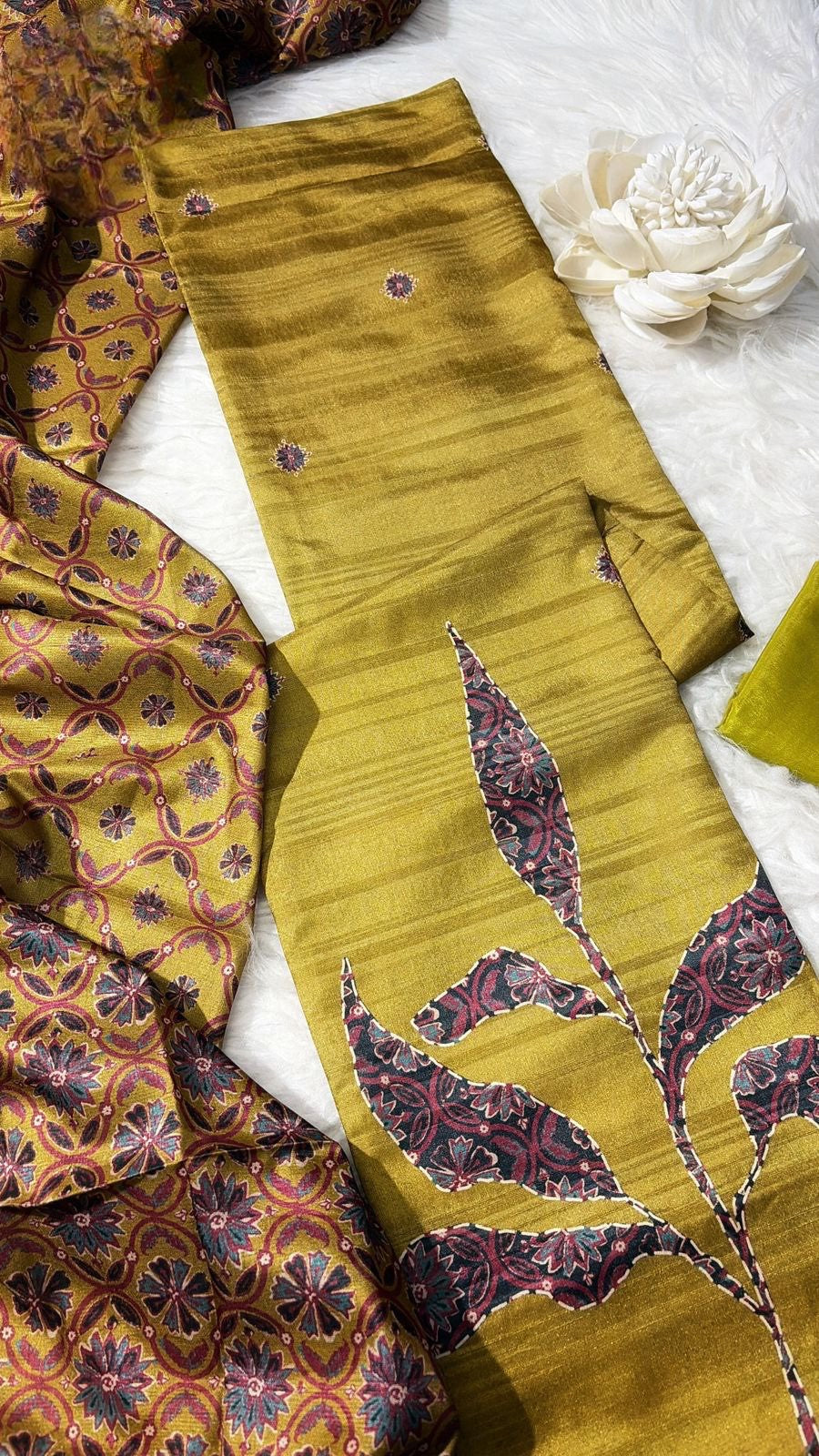 Mustard Applica Print Salwar Material