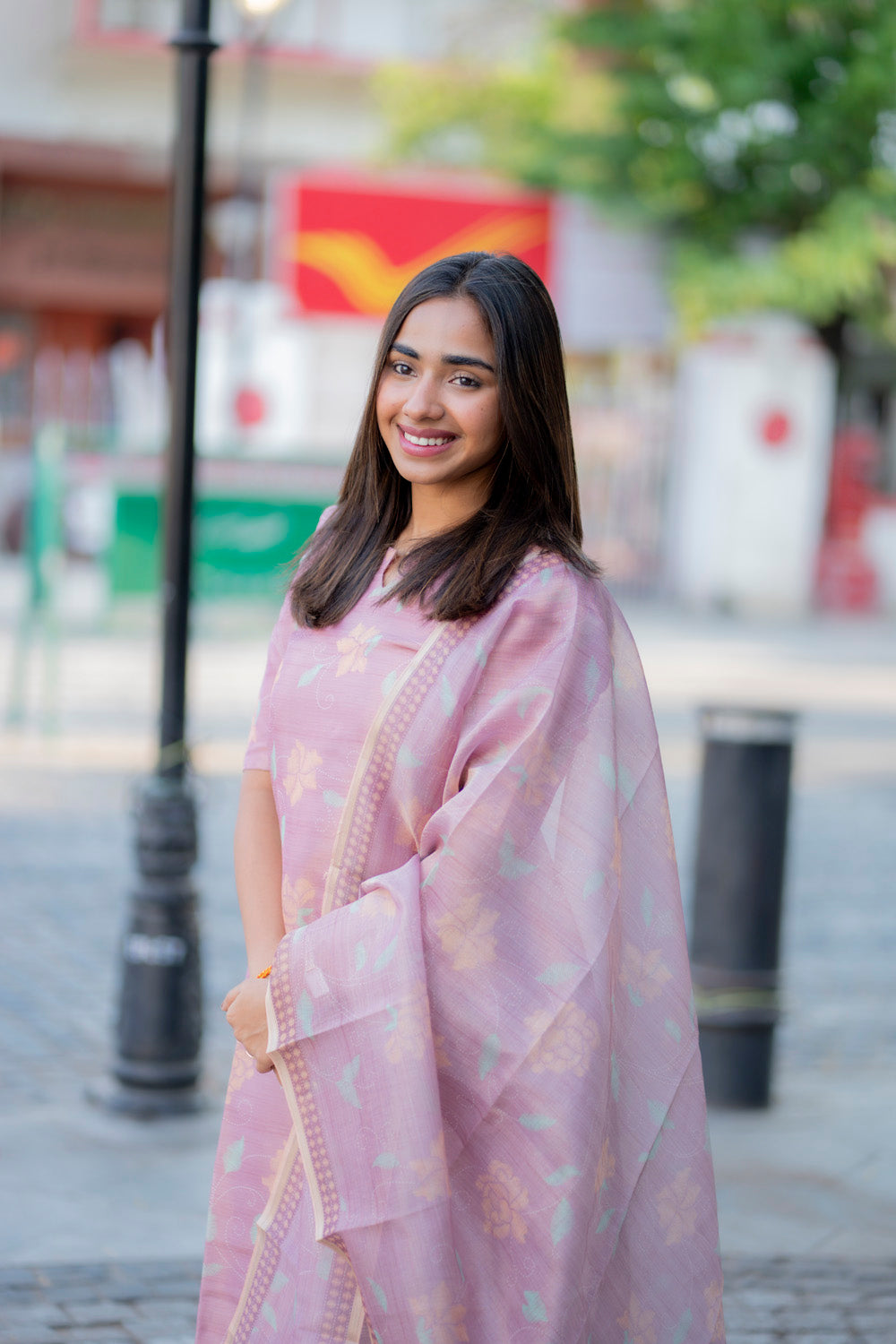 AA228 Bubblegum Pink Tissue Tussar Salwar Set